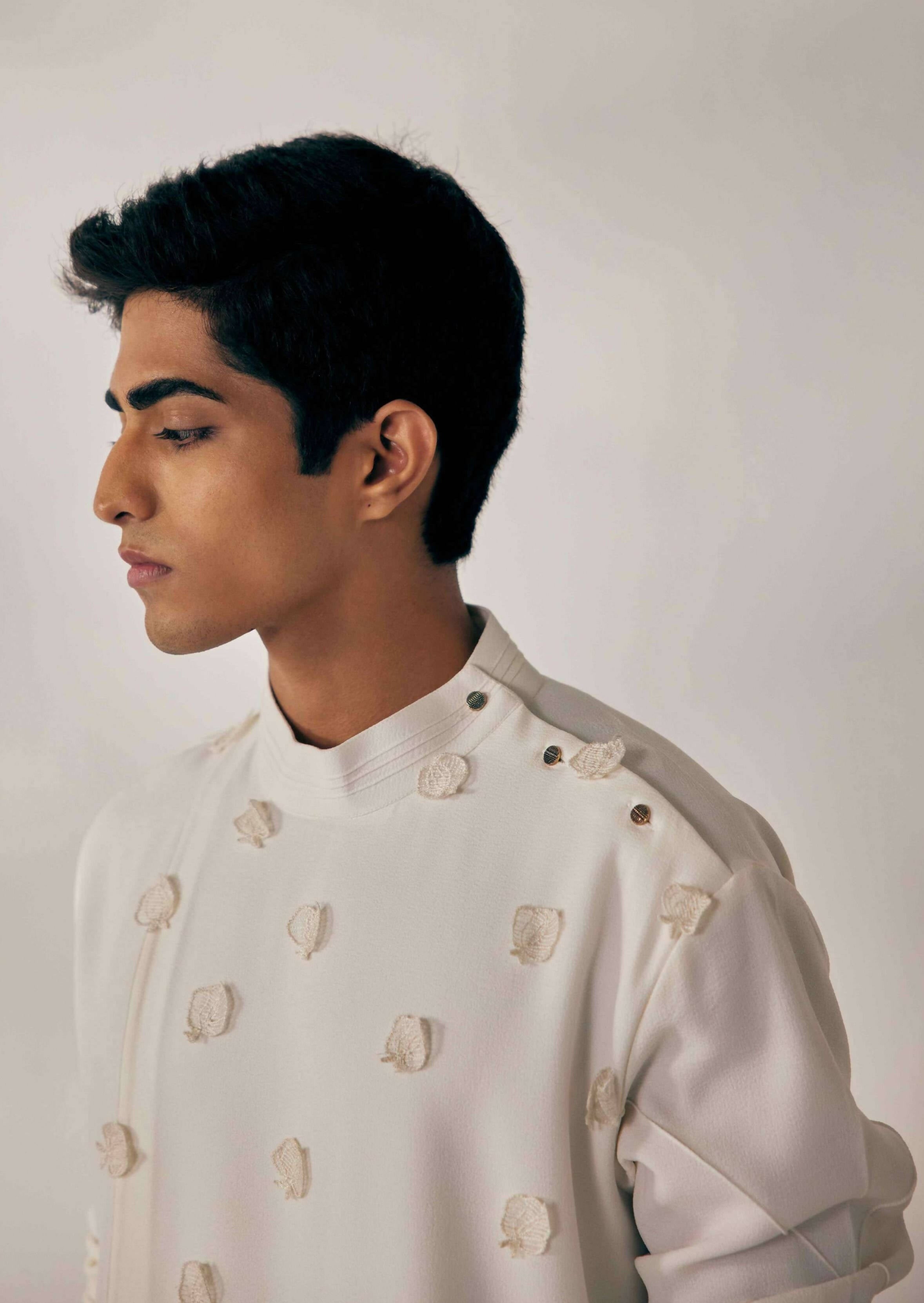 White Applique Kurta Set