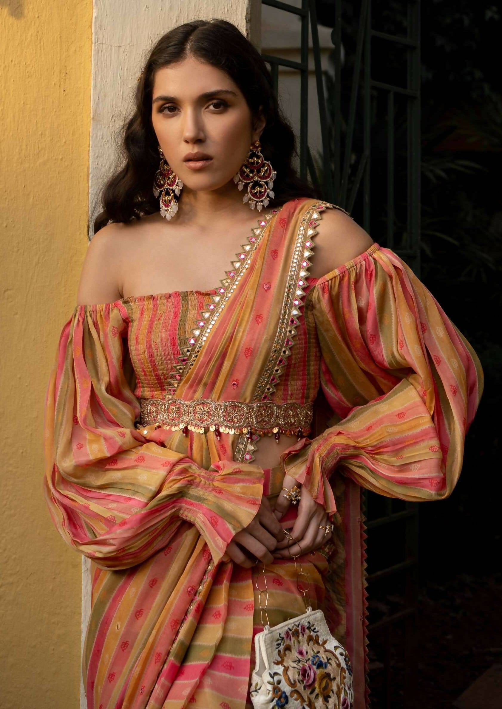 Vintage Stripe Sari Set