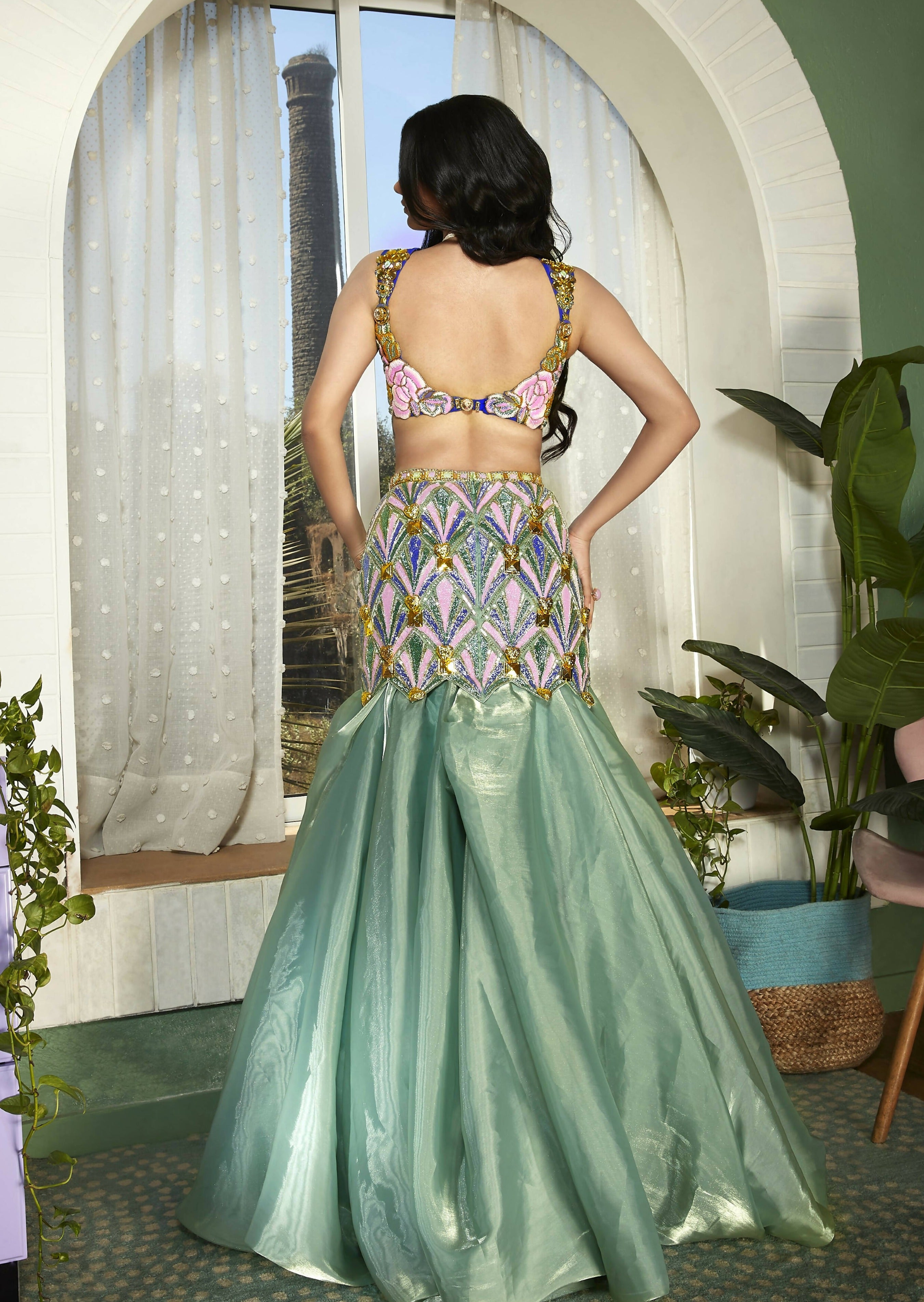 Glow Up: Teal Embellished Full Lehenga Set