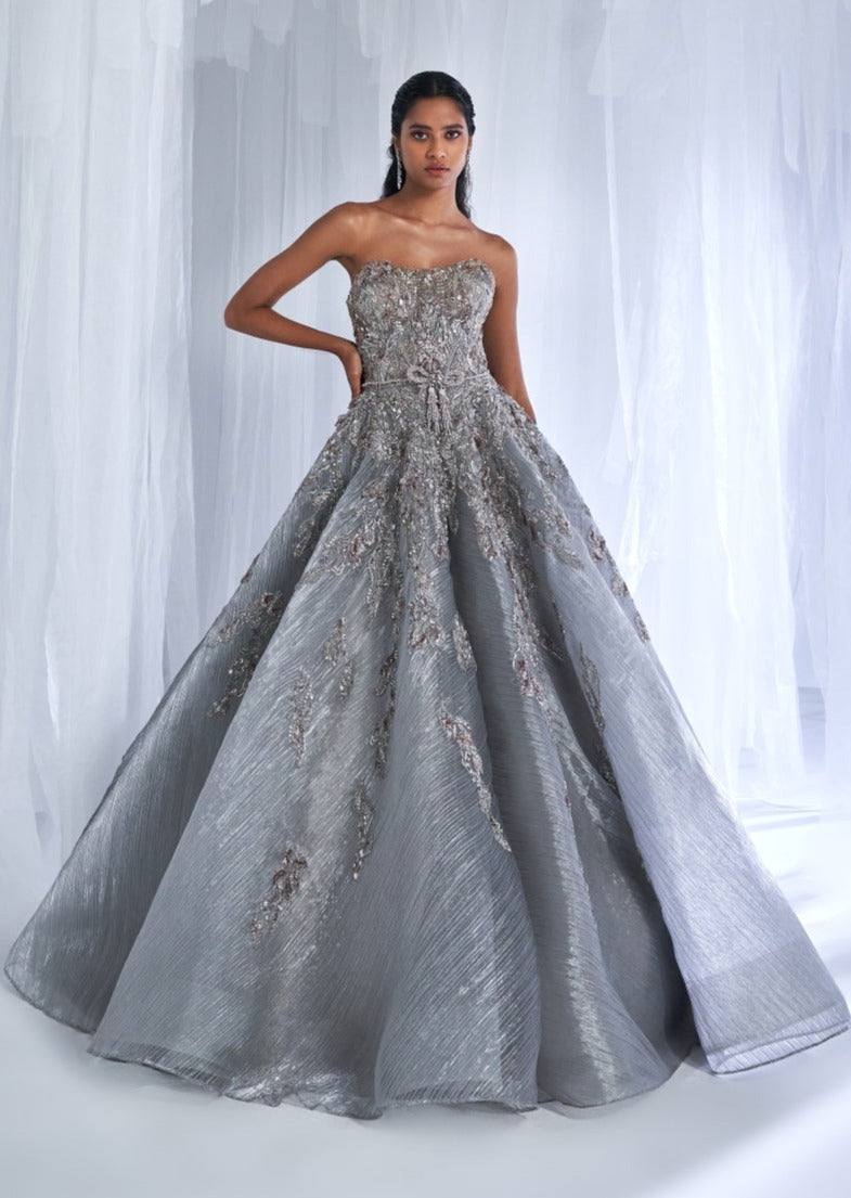 Nobeika Organza Tissue Pleated Gown