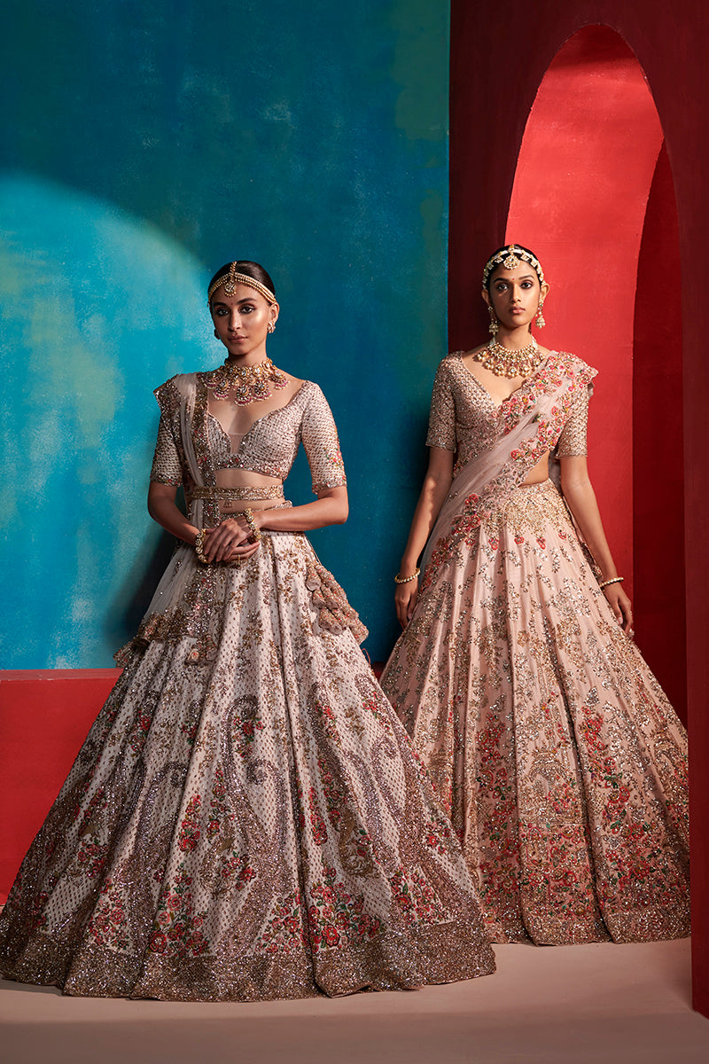 Maya Heavenly Pink Paisley Bridal Lehenga Set