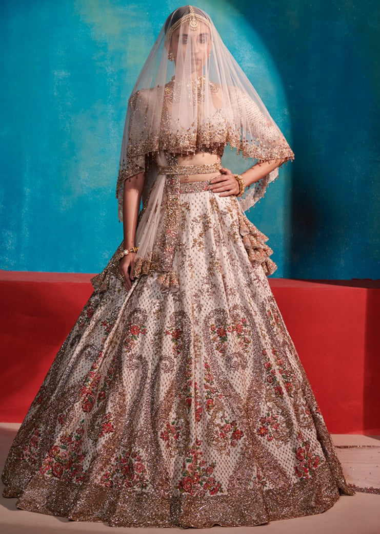 Maya Heavenly Pink Paisley Bridal Lehenga Set XS / Pink Maya Heavenly Pink Paisley Bridal Lehenga Set XS / Pink