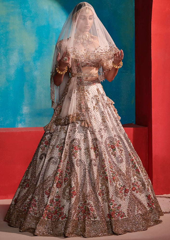 Maya Heavenly Pink Paisley Bridal Lehenga Set