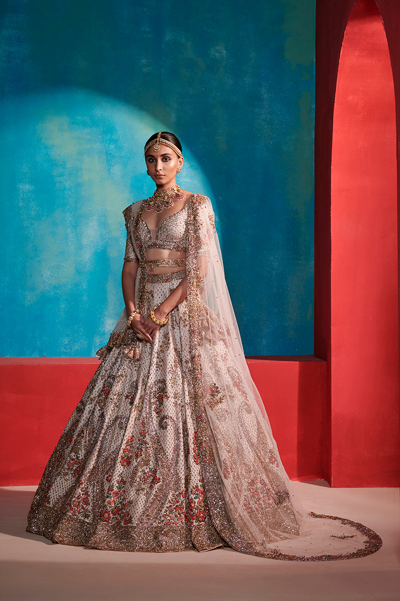 Maya Heavenly Pink Paisley Bridal Lehenga Set