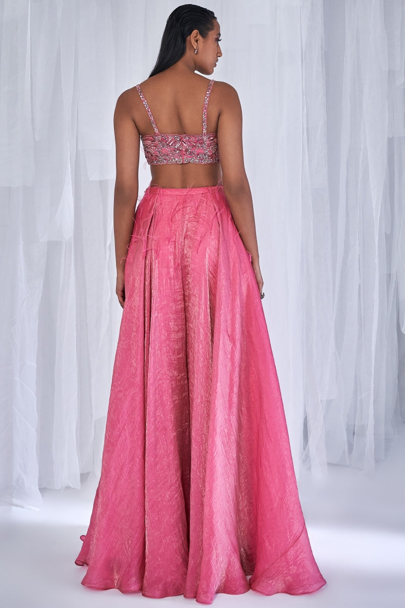 Oeshi Ombre Chantilly Jacket Sharara Set