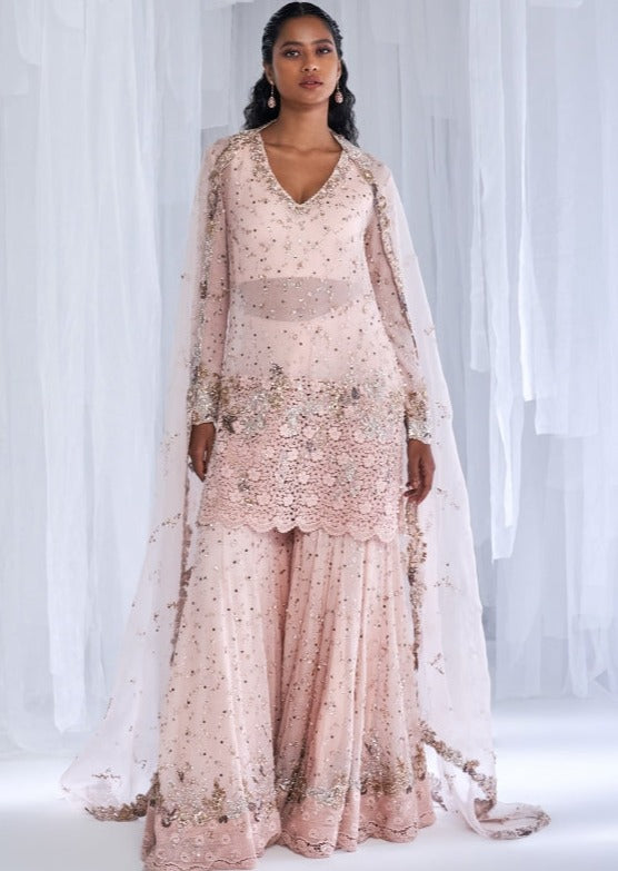 Oia Chiffon Kurta And Sharara Set
