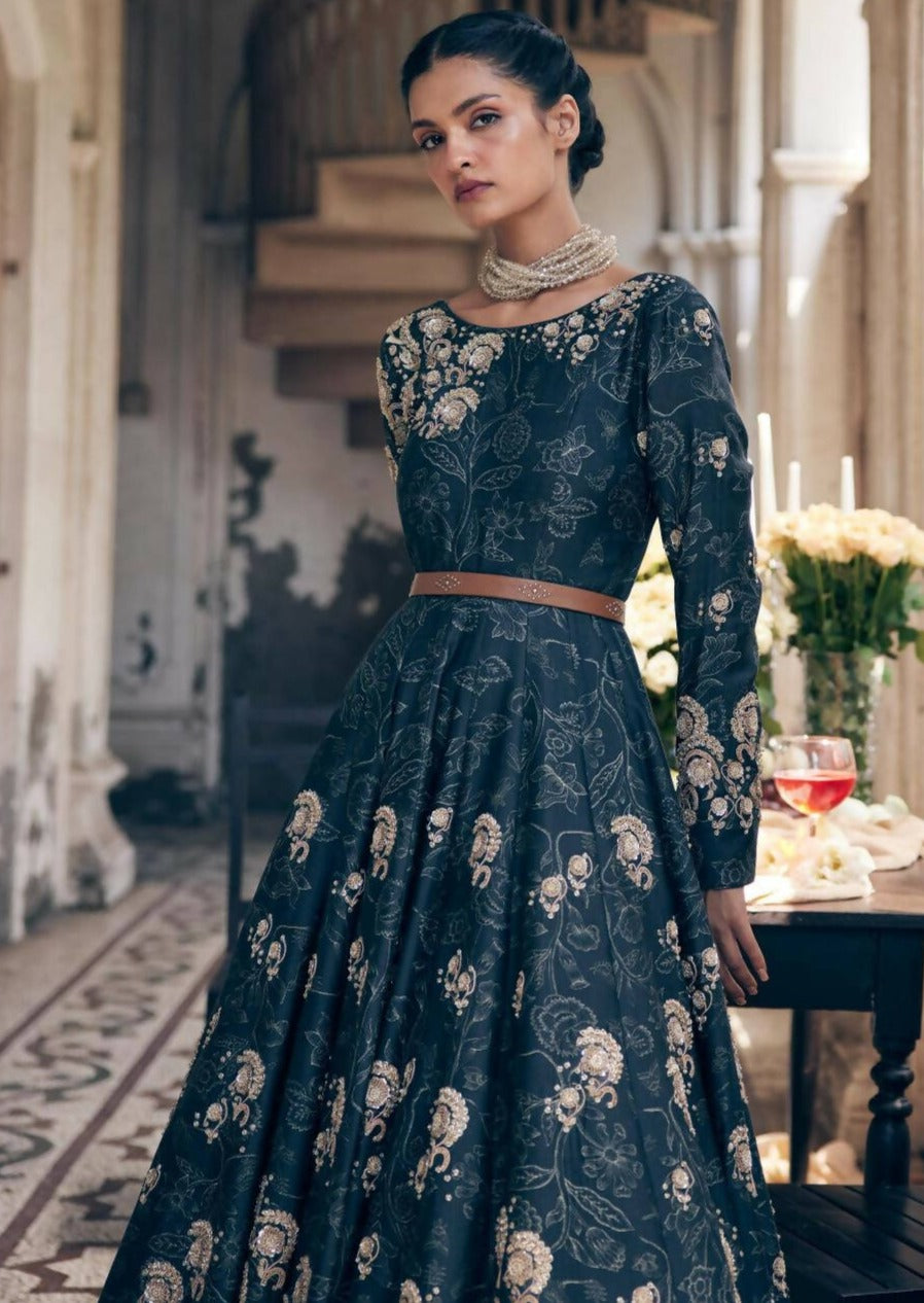 Black Deer Printed Anarkali