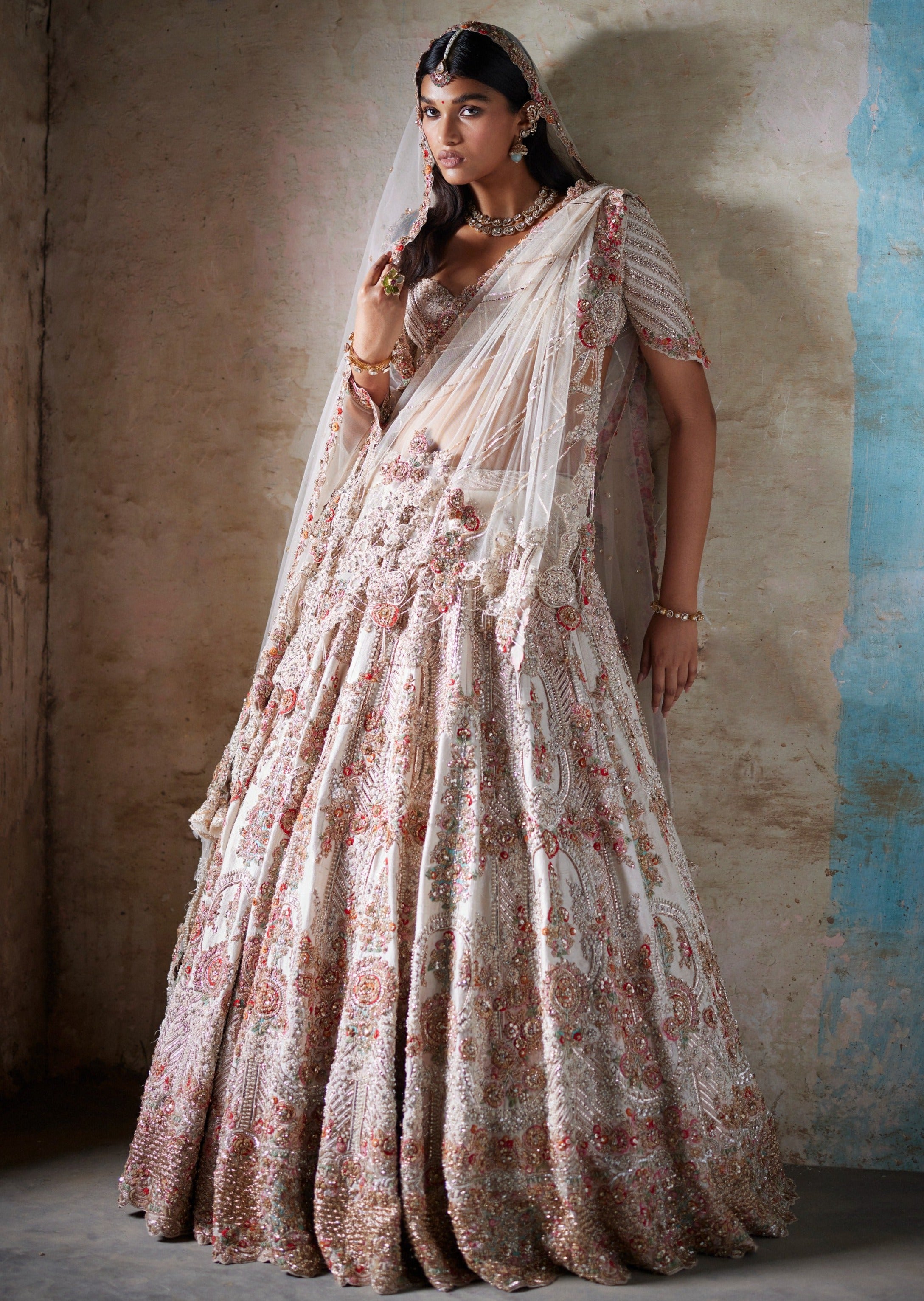 Irene Ivory Raw Silk Bridal Lehenga