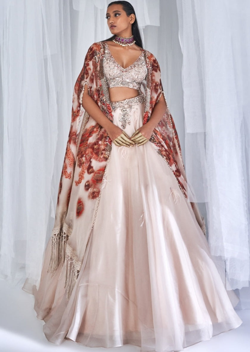 Pixie Ivory Organza Lehenga Set
