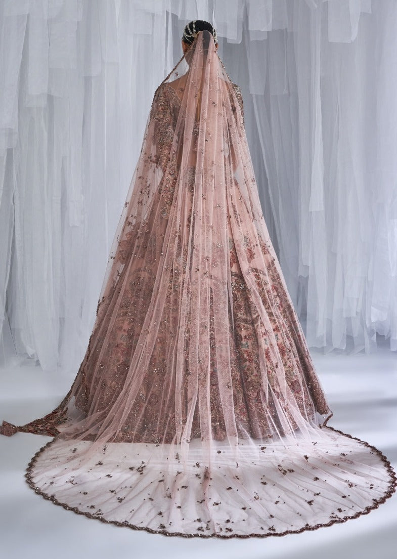 Primrose Champagne Pink Raw Silk Bridal Lehenga Set