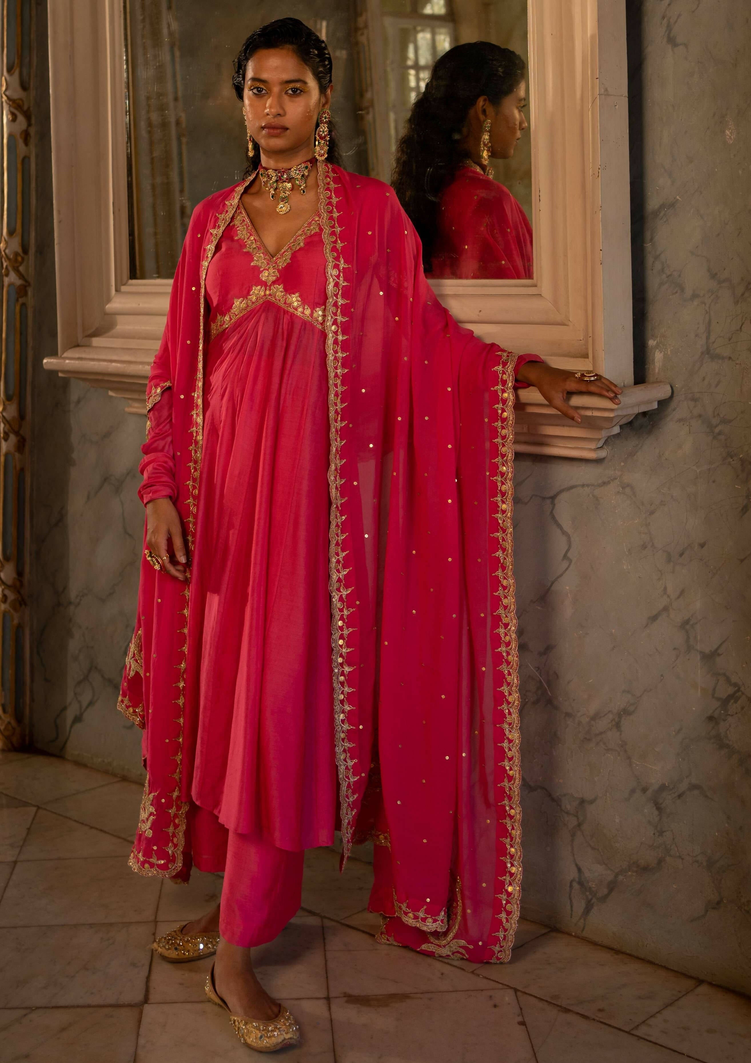 Fuchsia Pink Anarkali Set