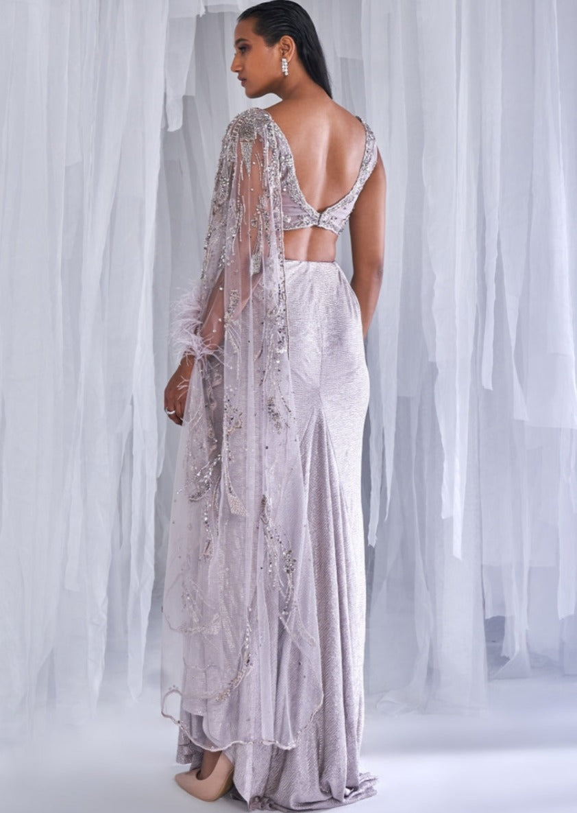 Amoudi Ray Drape Sari Gown Set