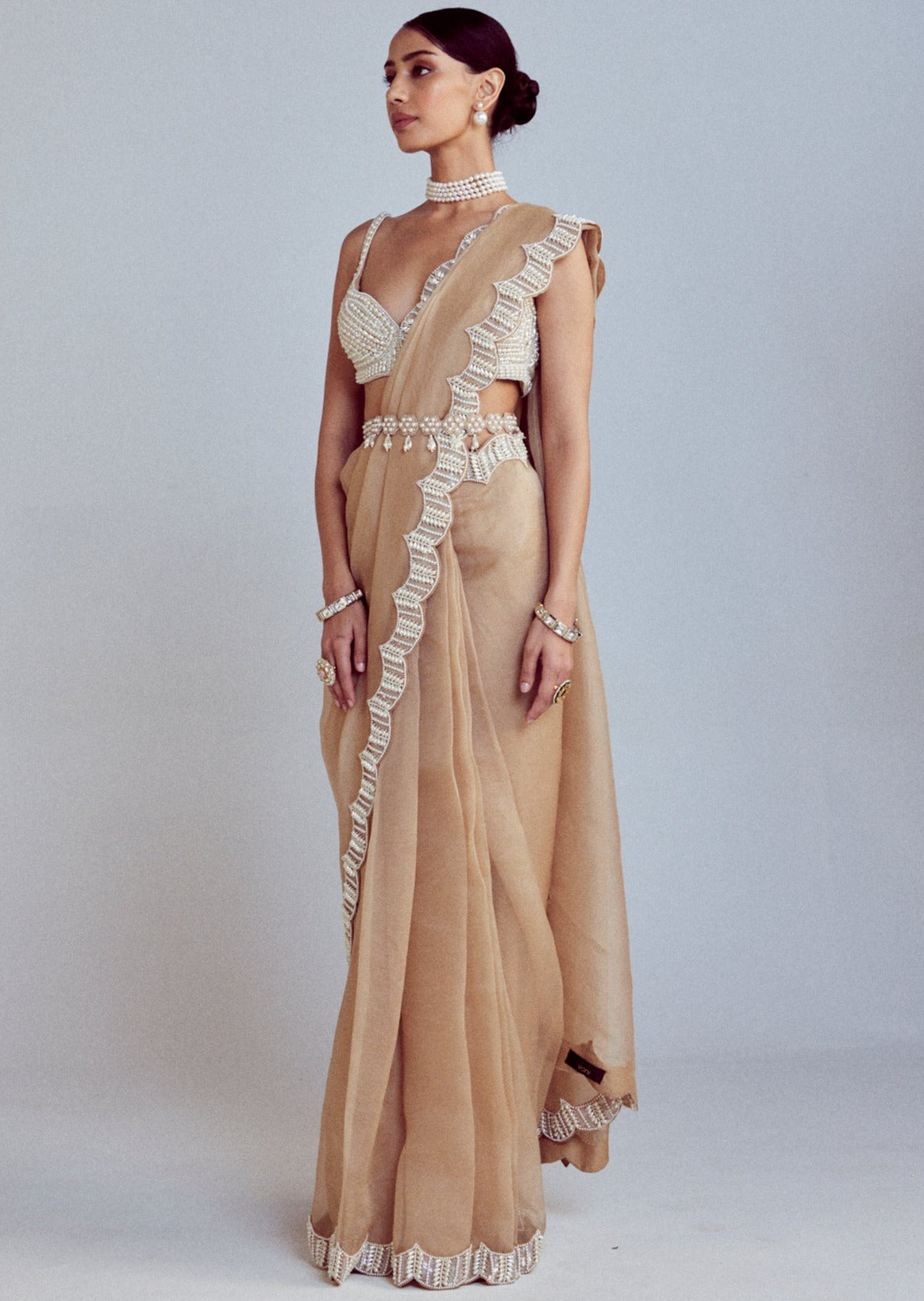 Beige Sari Set