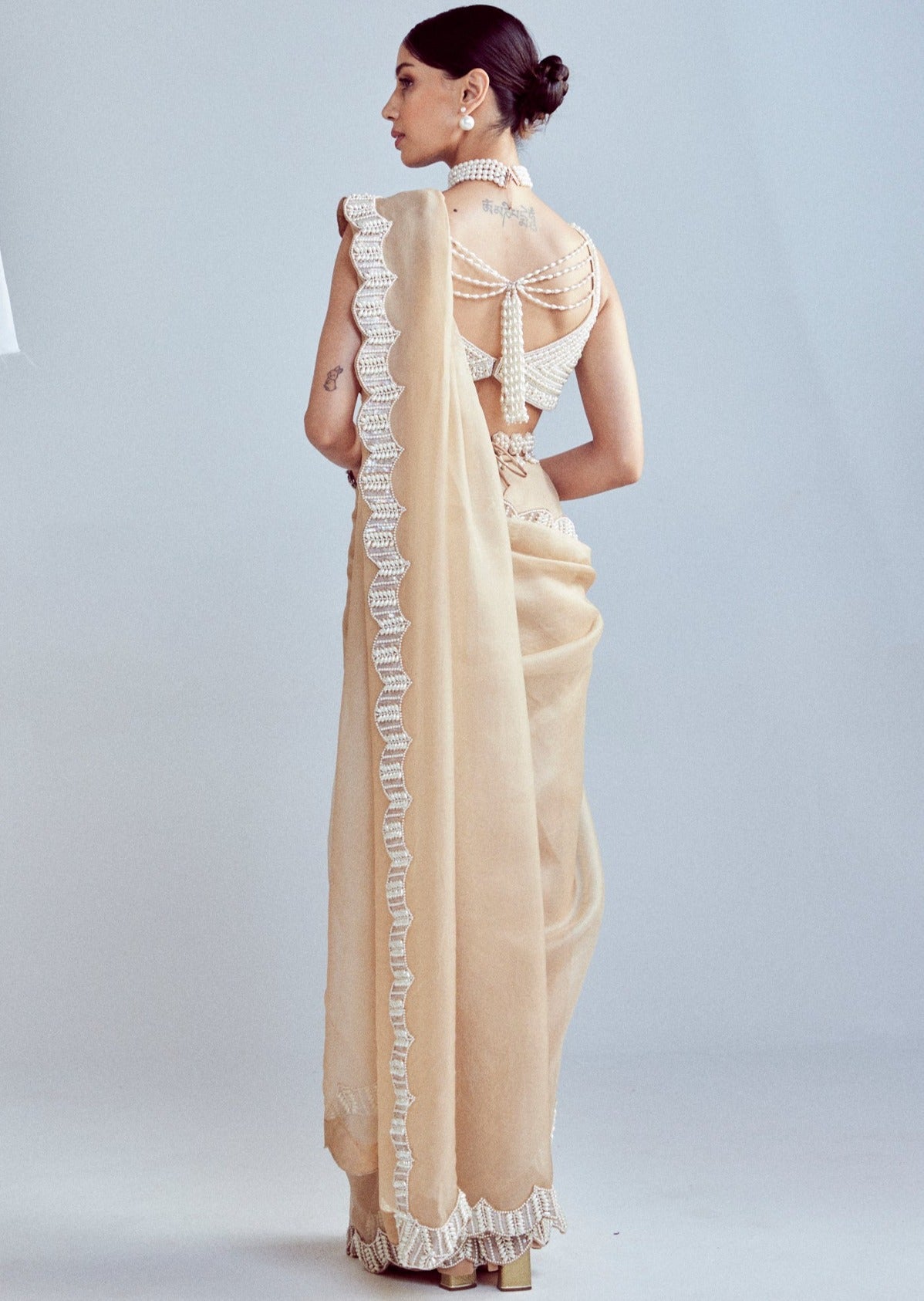 Beige Sari Set