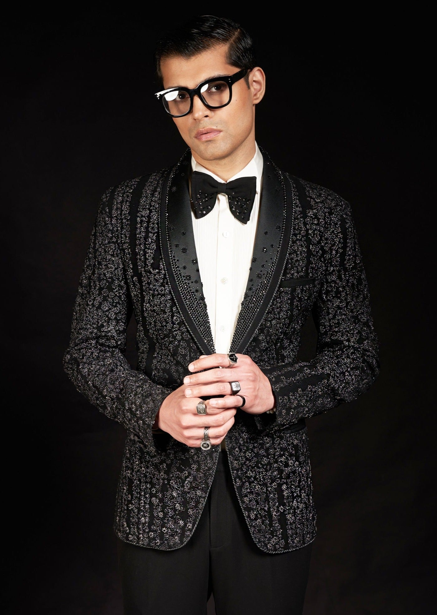 Black Noir Glitch Tuxedo Set