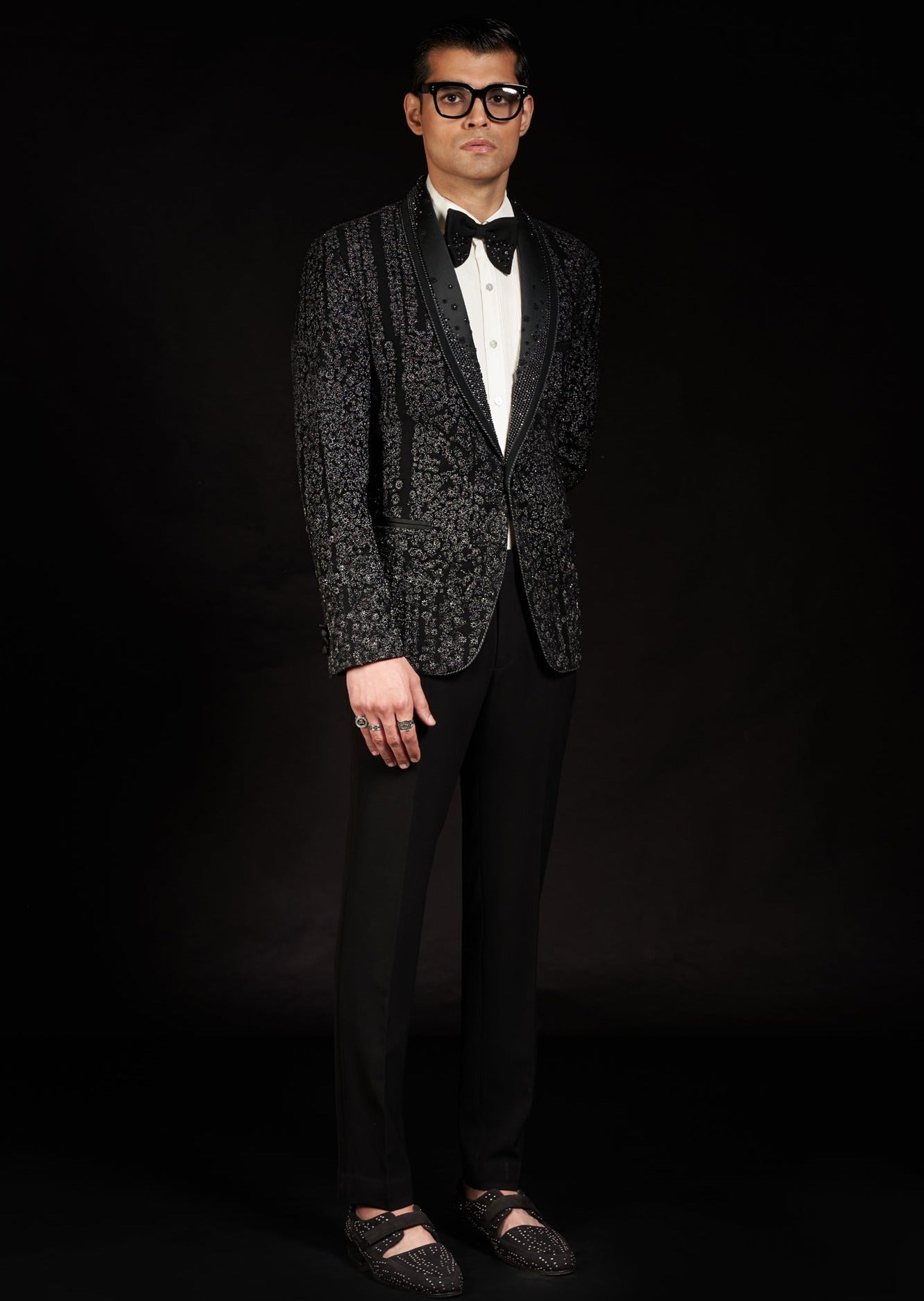 Black Noir Glitch Tuxedo Set