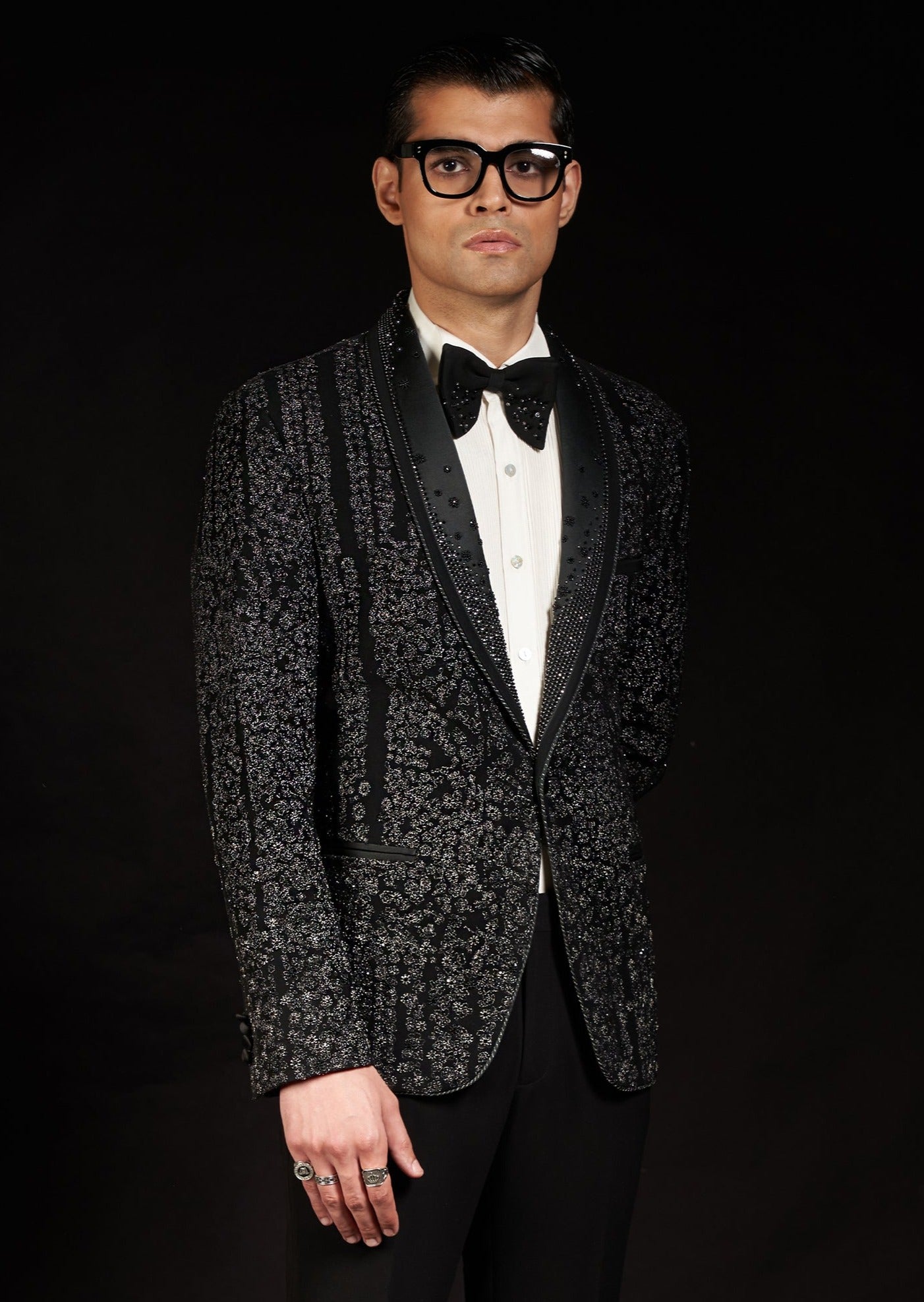 Black Noir Glitch Tuxedo Set