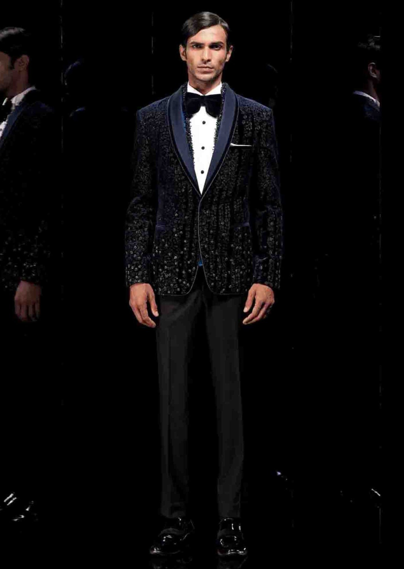 Galaxy Blue Noir Glitch Tuxedo Set