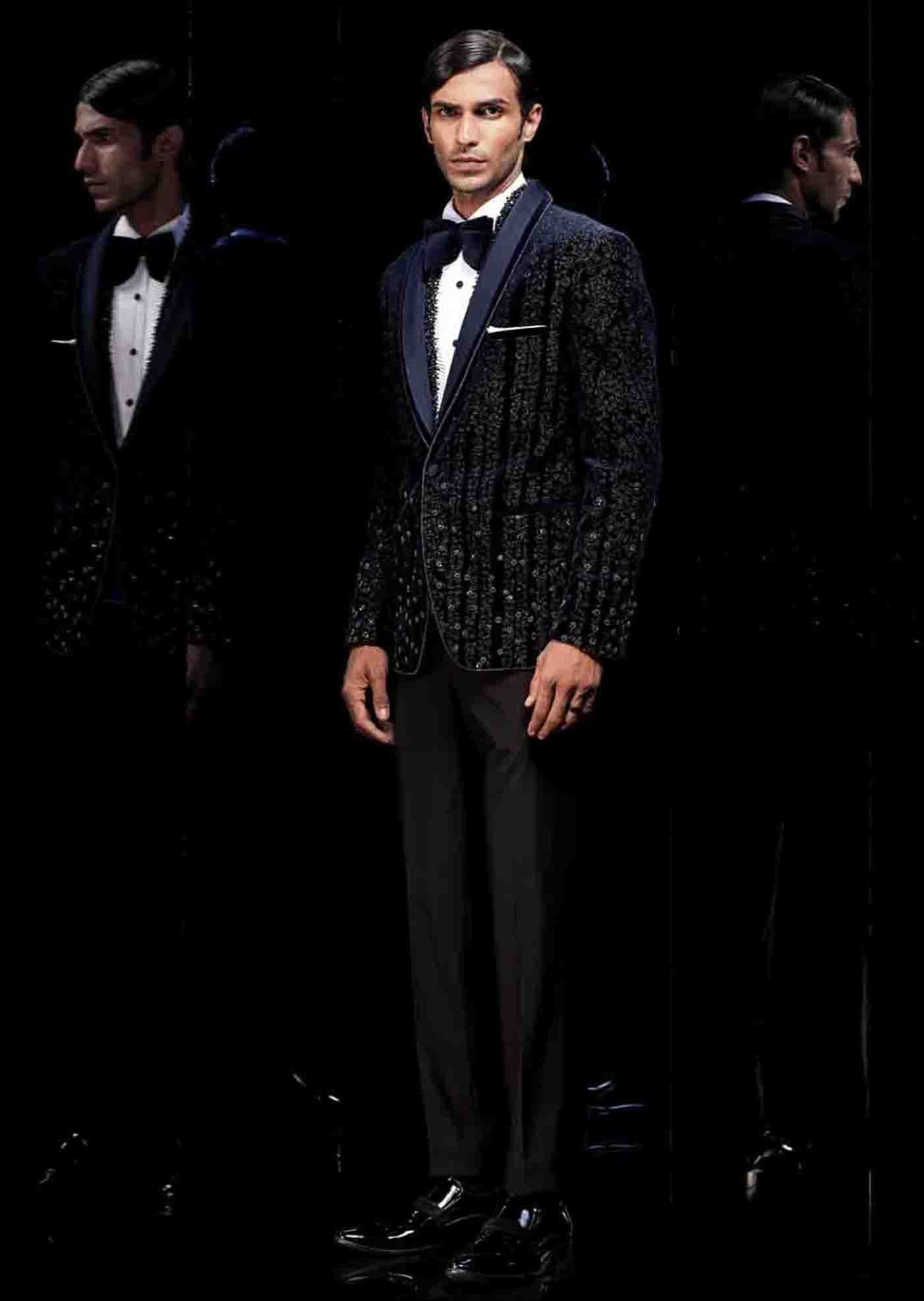 Galaxy Blue Noir Glitch Tuxedo Set