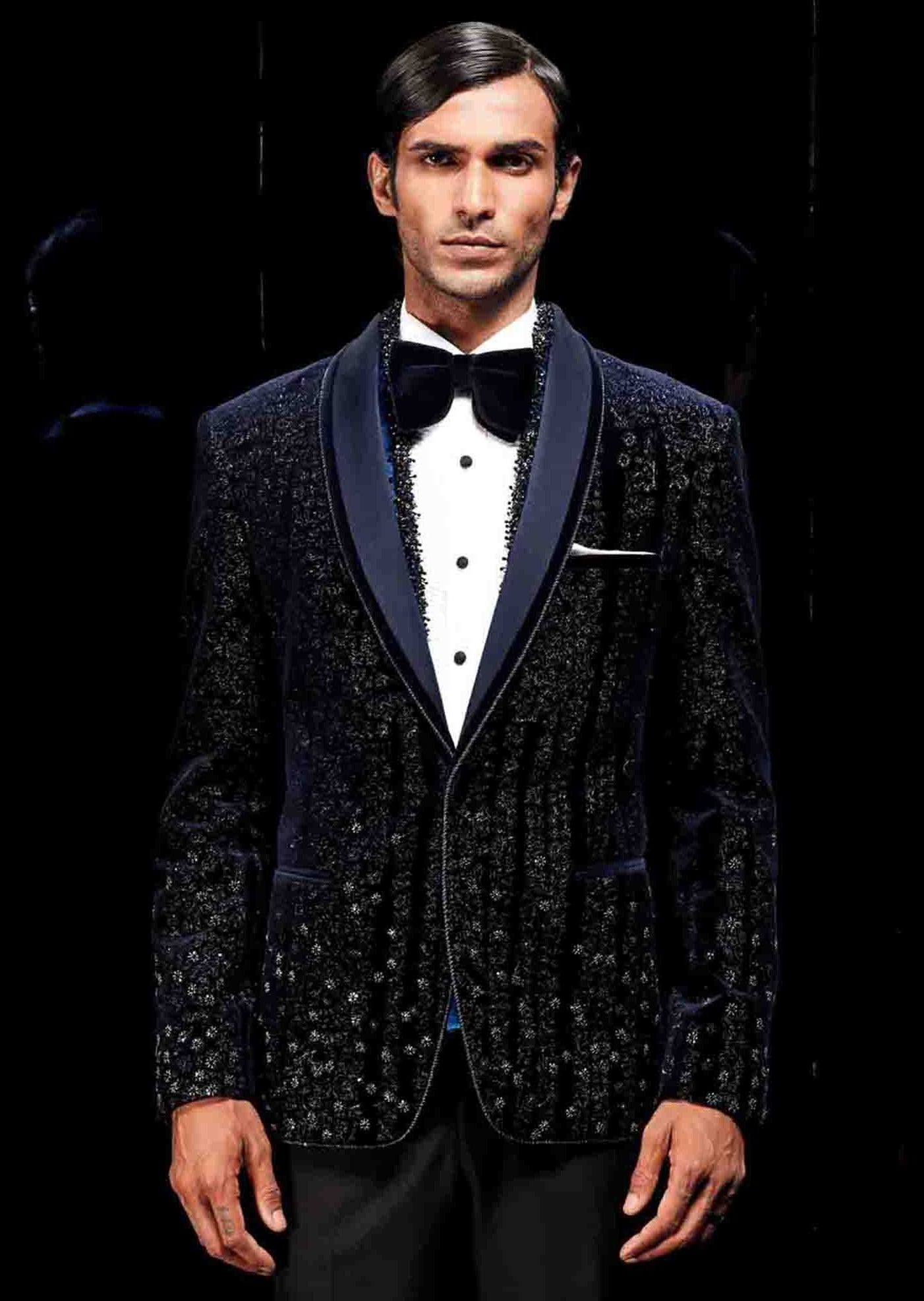 Galaxy Blue Noir Glitch Tuxedo Set