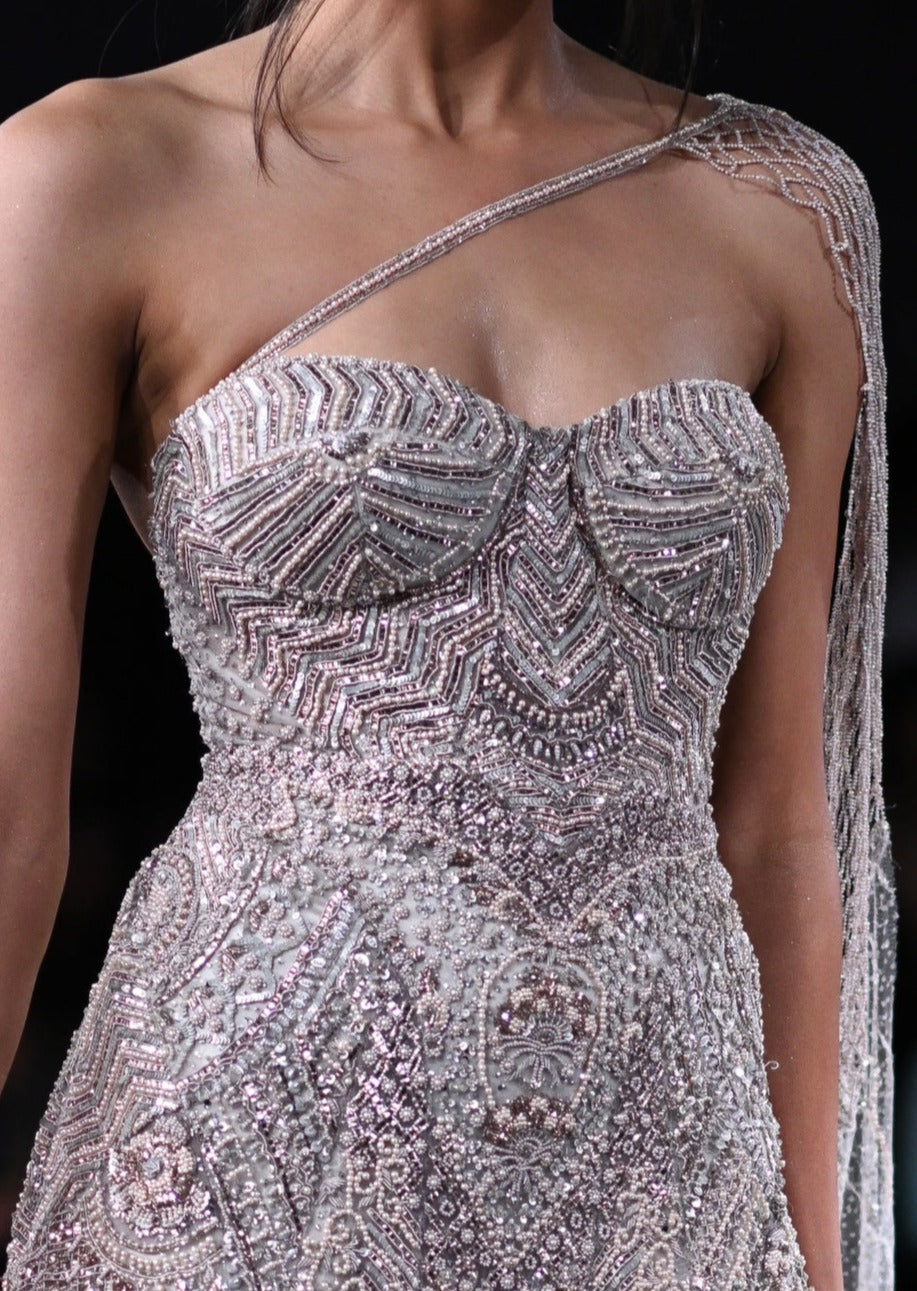Penelope Shimmer Tulle Bustier Gown