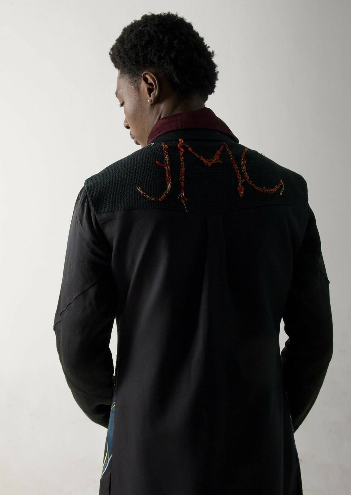 Black Hand Painted Sleeveless Long Jacket