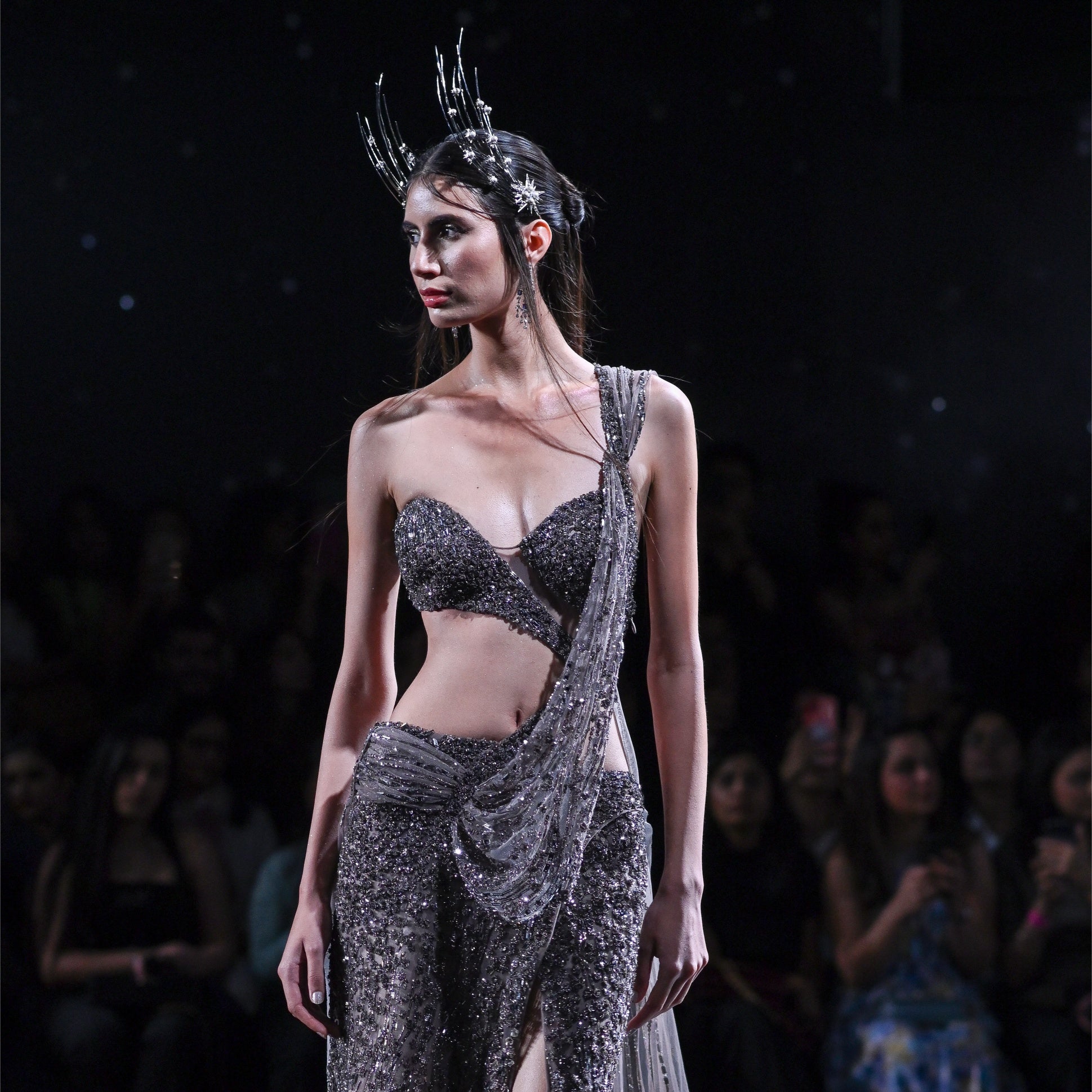 Arete Shimmer Tulle Sari Gown