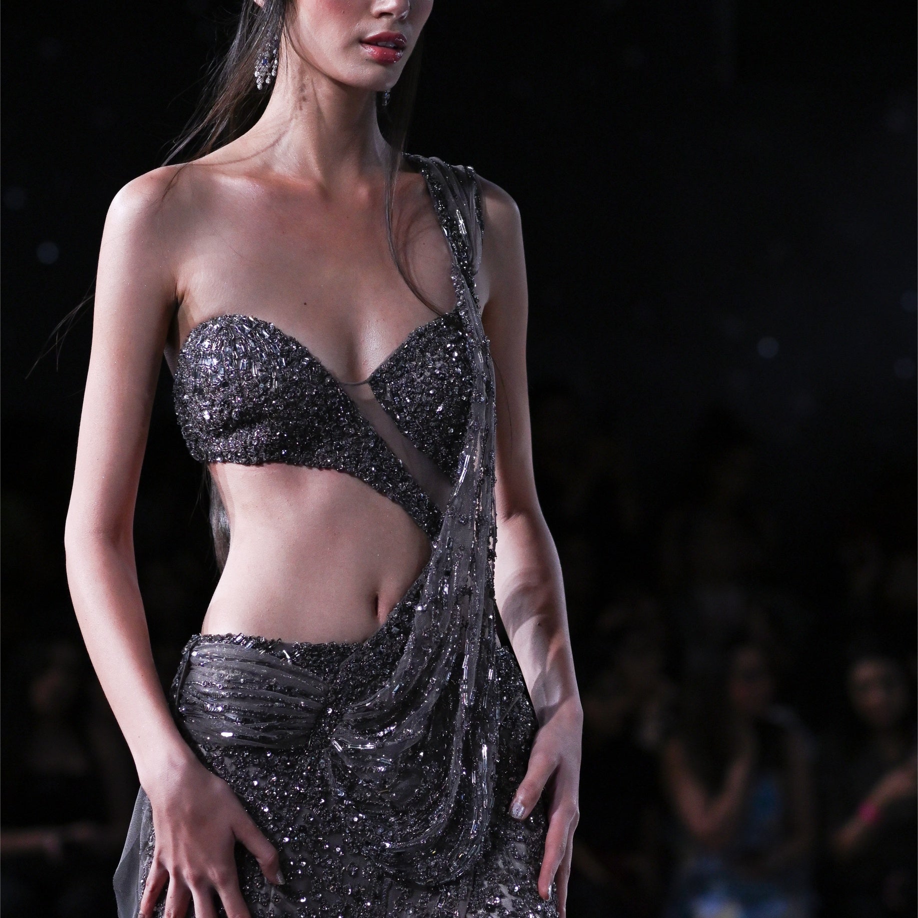 Arete Shimmer Tulle Sari Gown