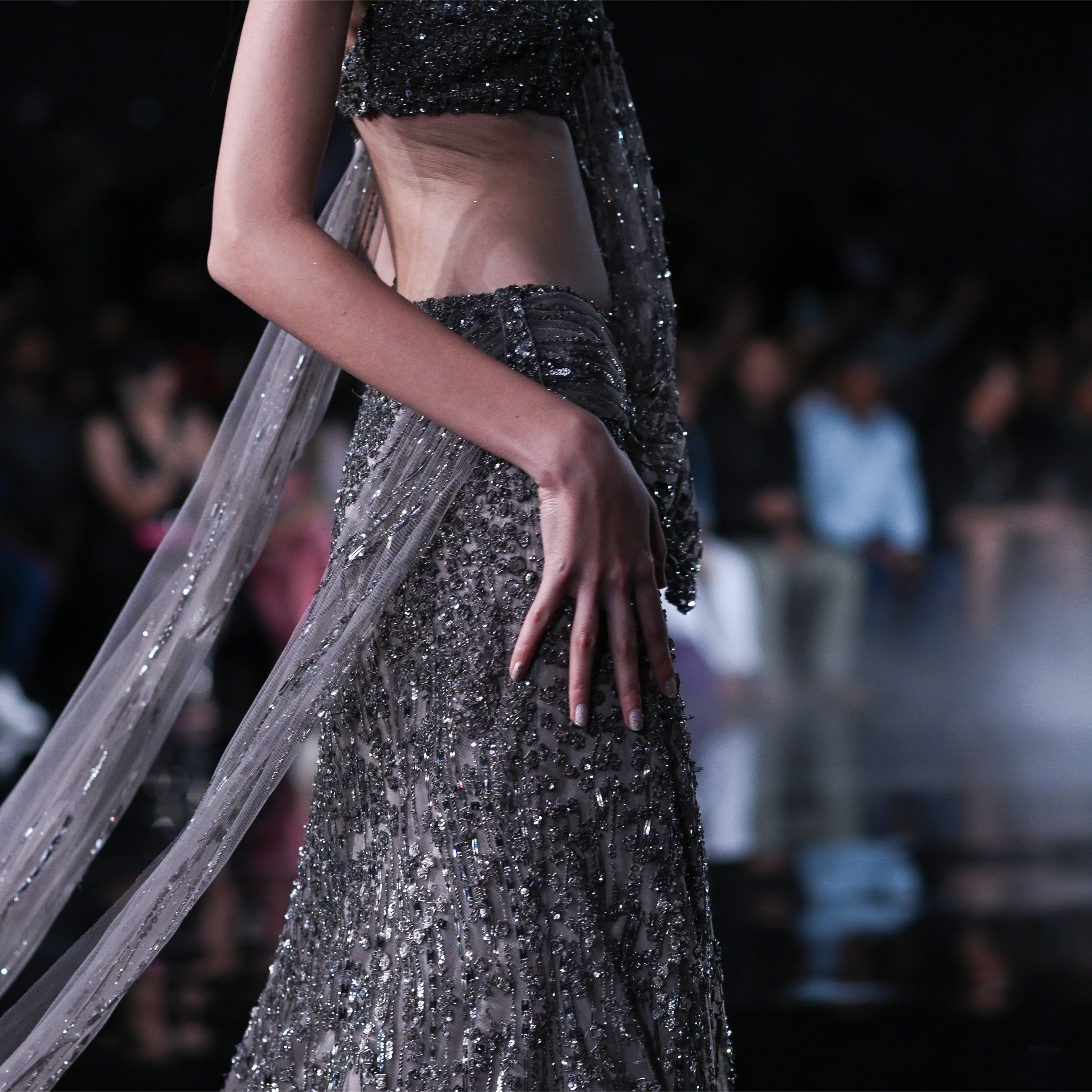 Arete Shimmer Tulle Sari Gown