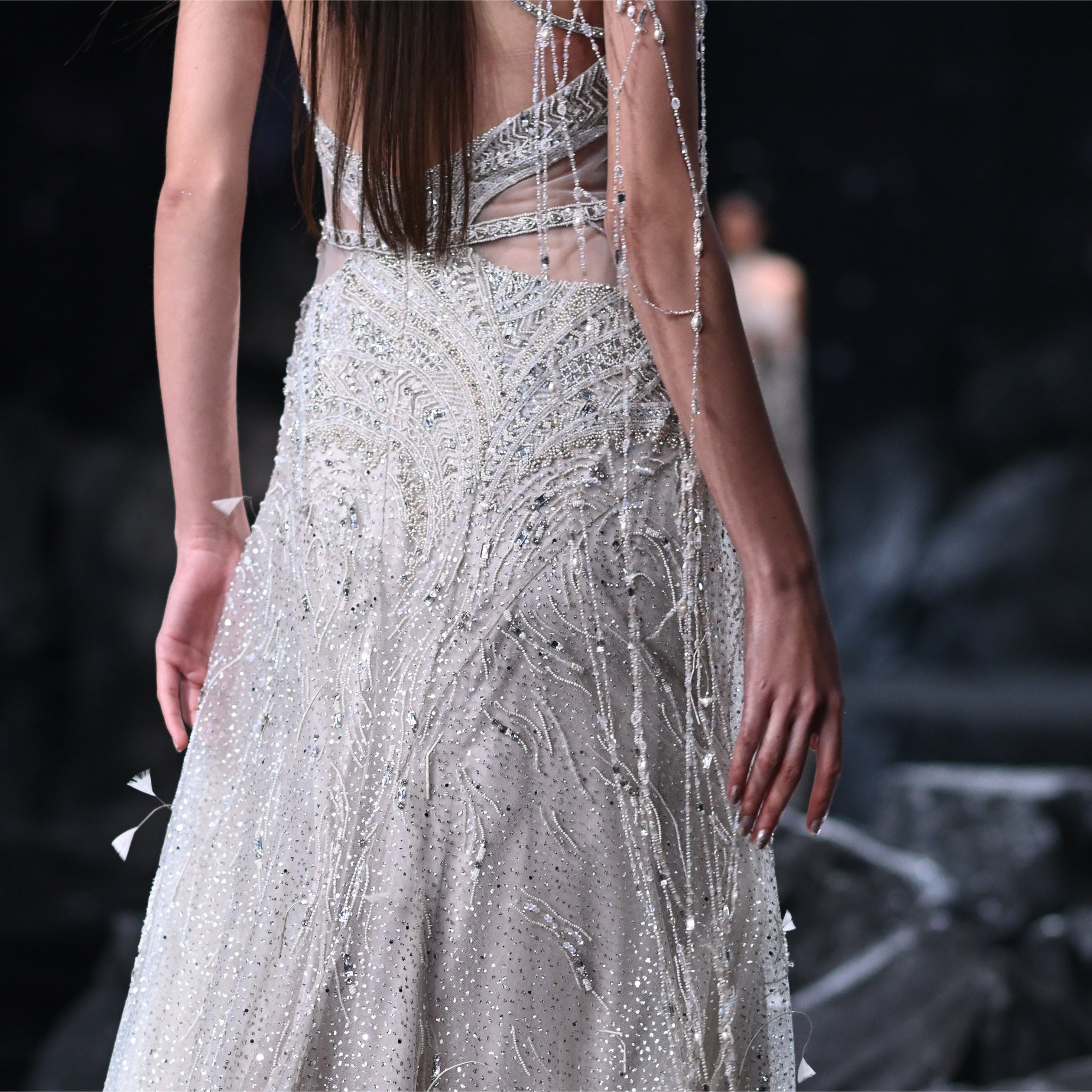 Xena Shimmer Tulle Halter Gown