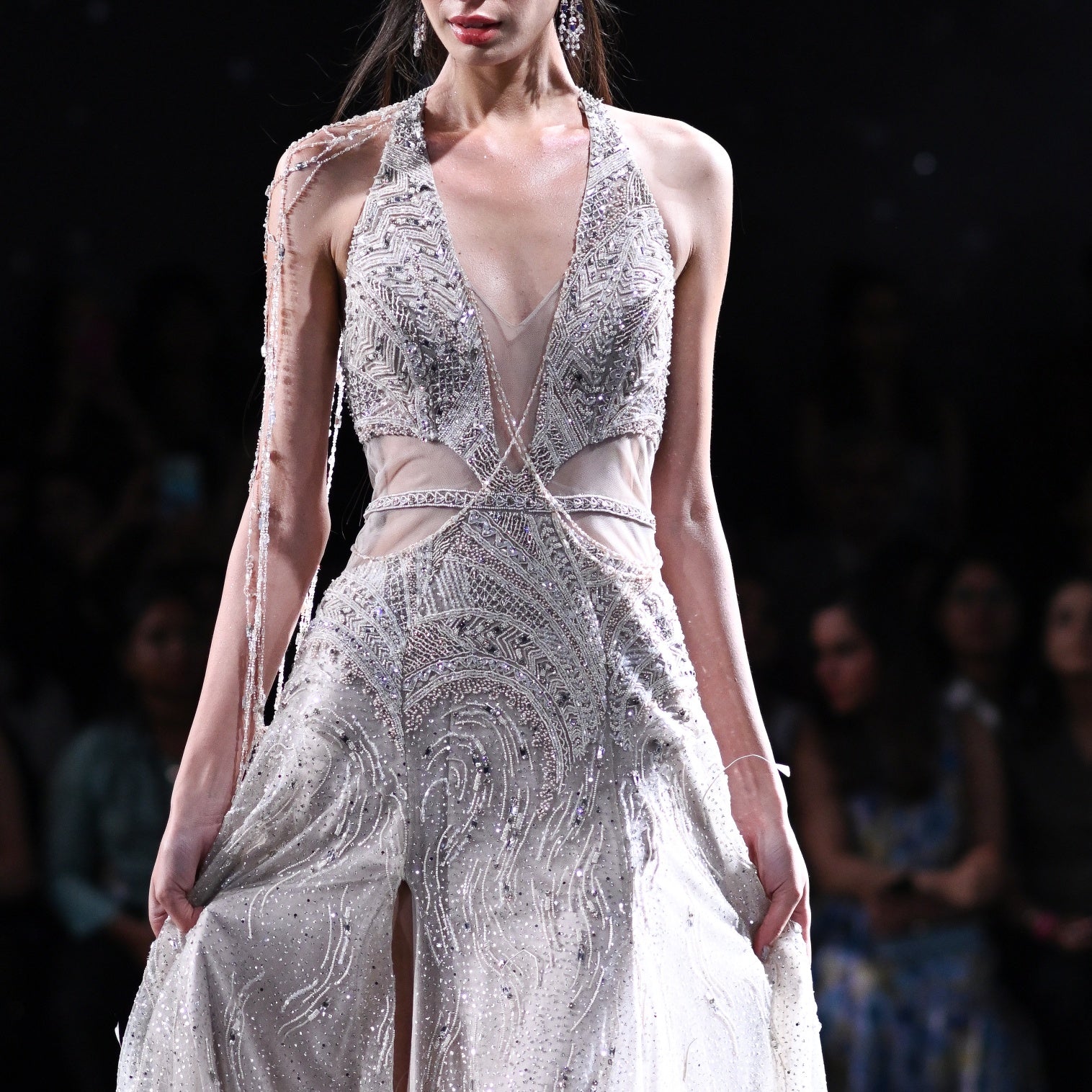 Xena Shimmer Tulle Halter Gown