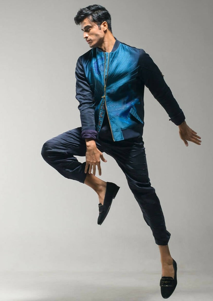 Midnight Blue Bomber Jacket Set