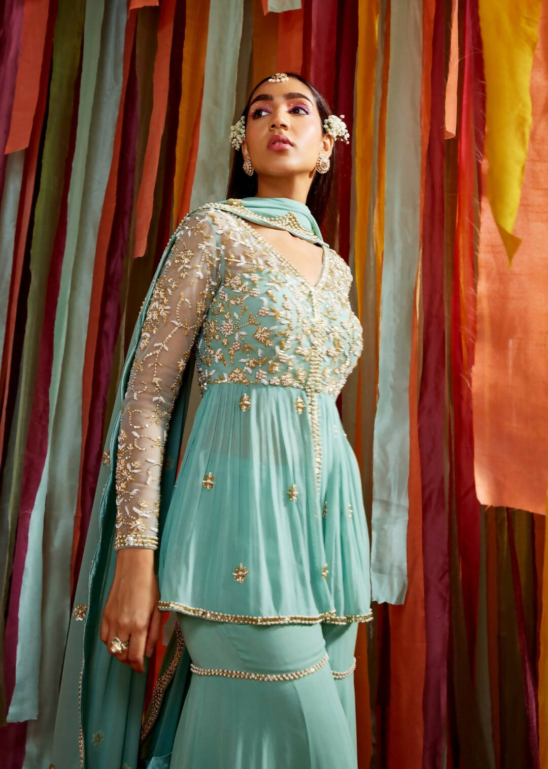 Mint Green Peplum Set