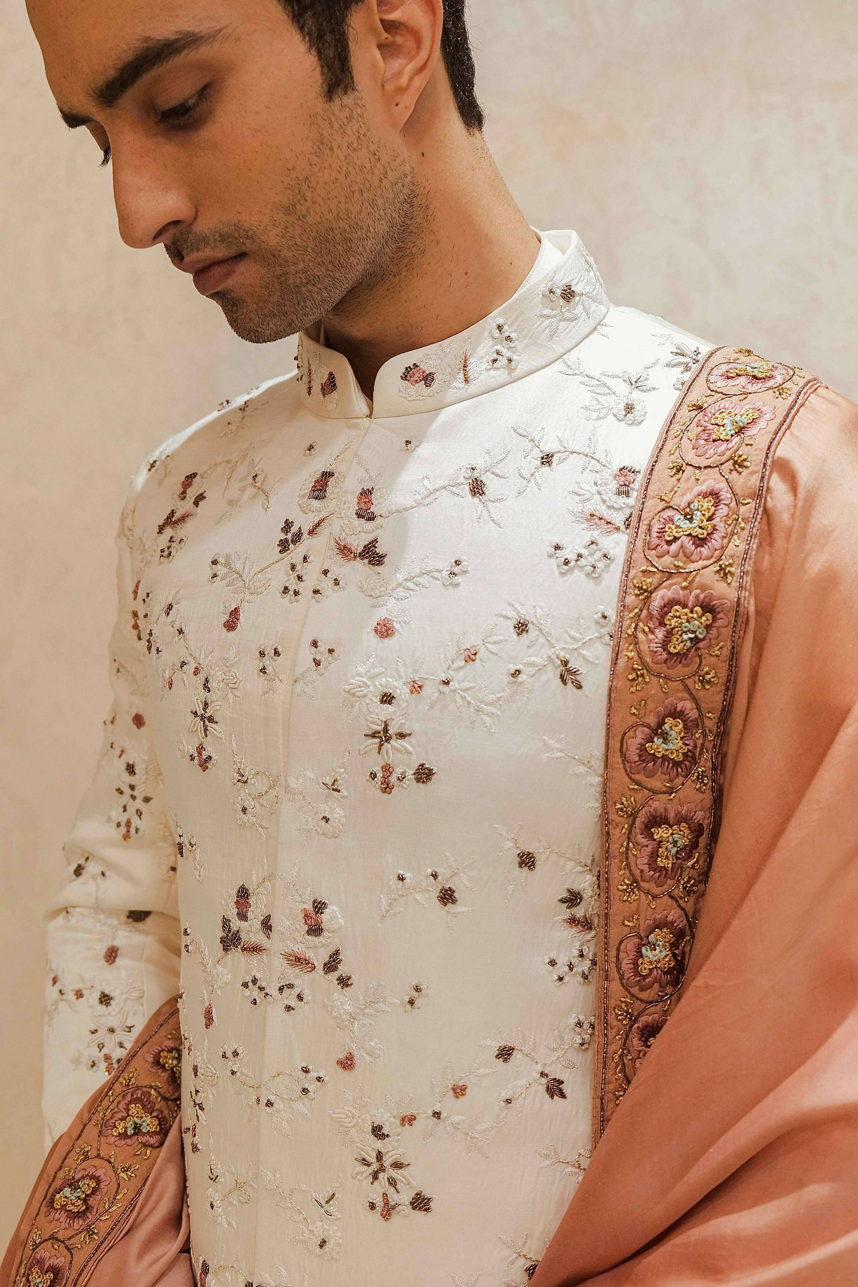 The Regal White Sherwani Set