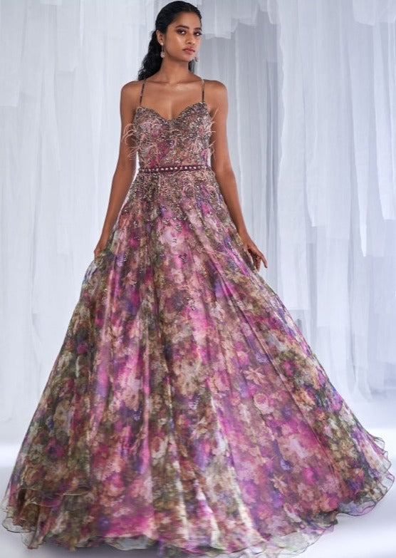 Arlette Floral Organza Gown