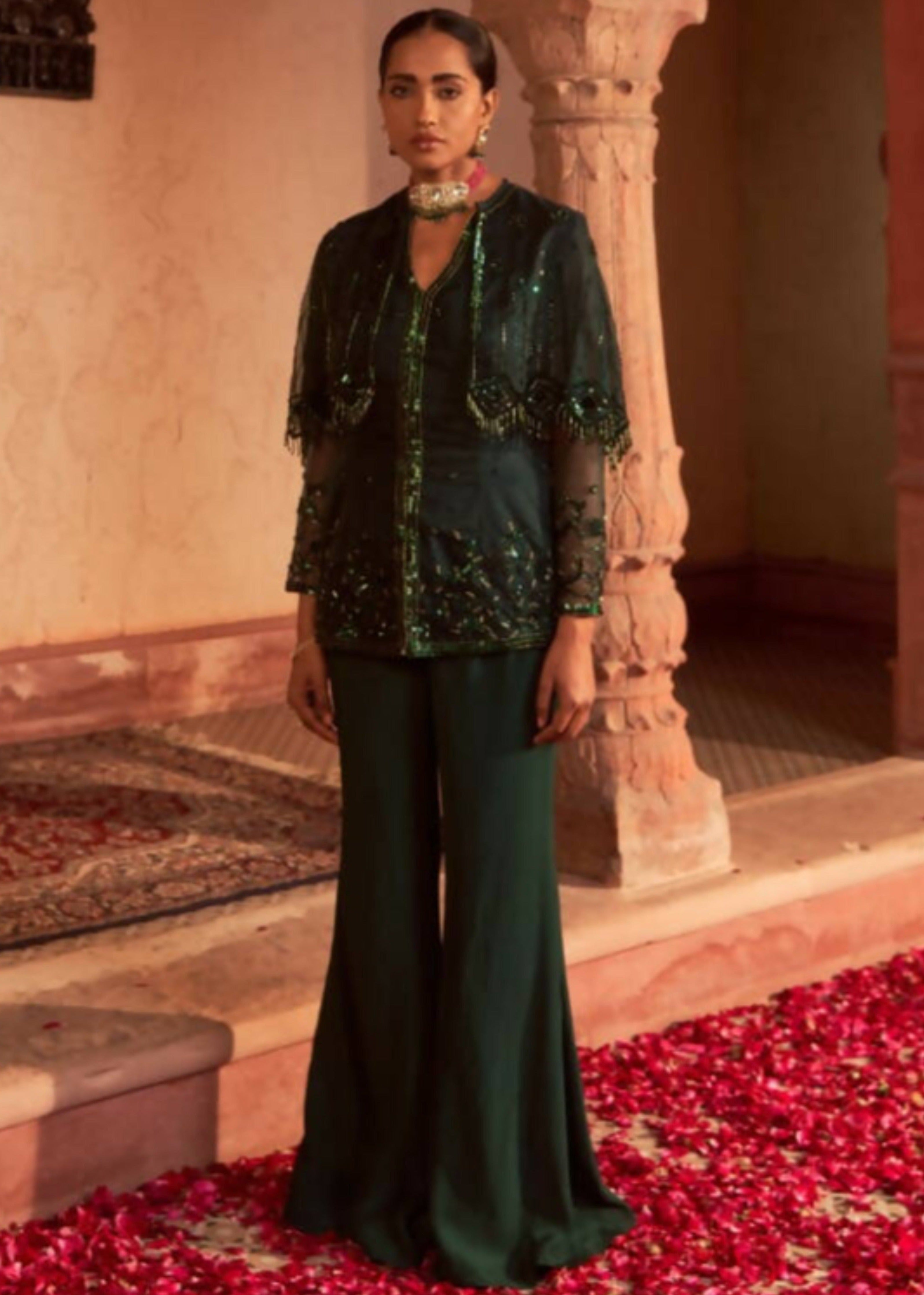 Green Bahu Mela Sharara Set