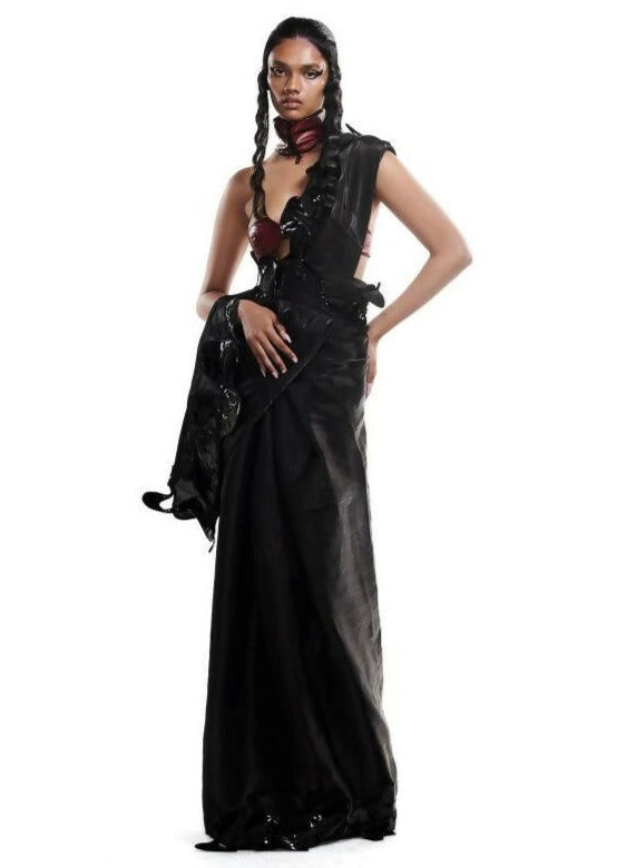 Liquid Organza Sari M / Black