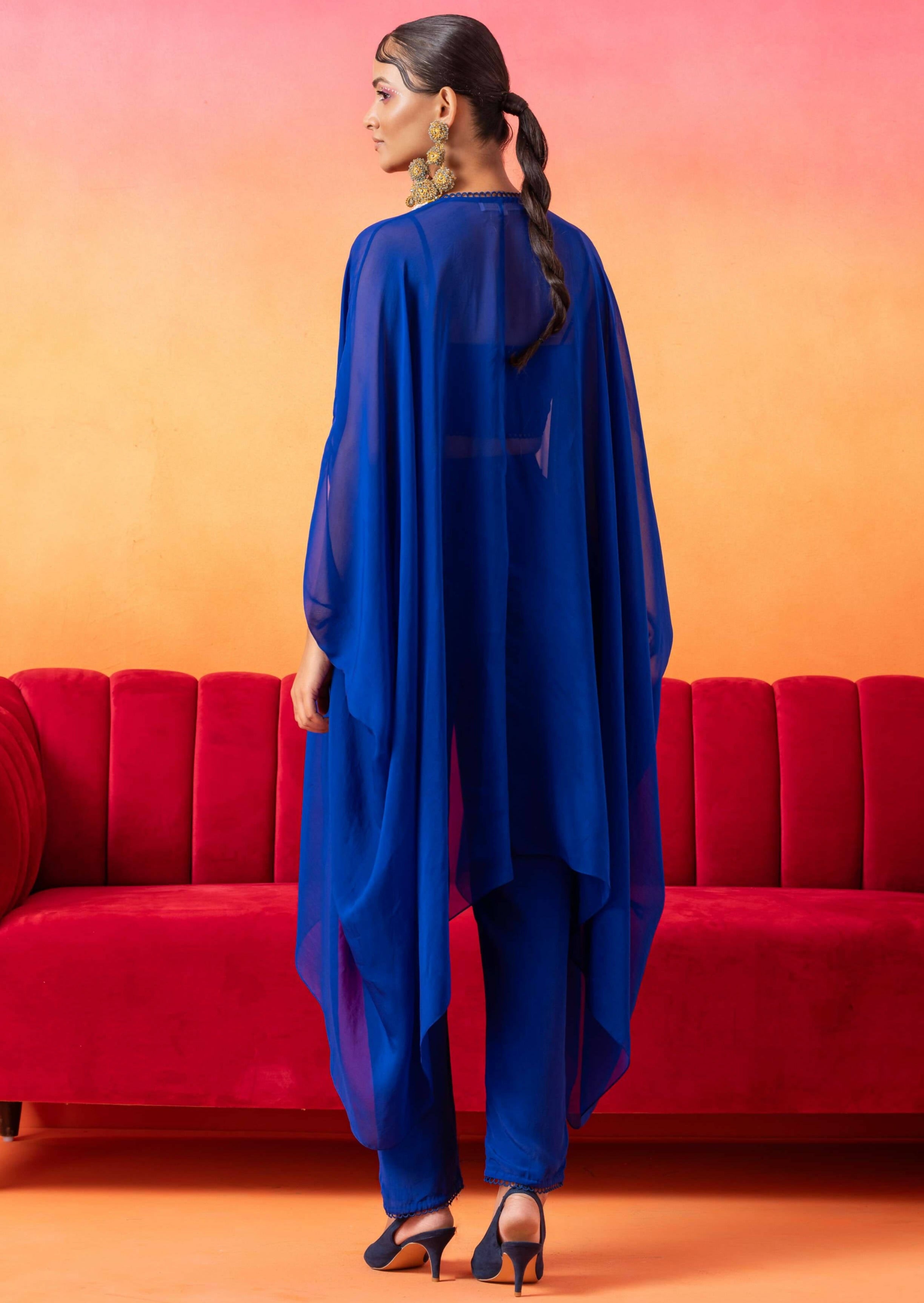 Electric Blue Cape Pant Set