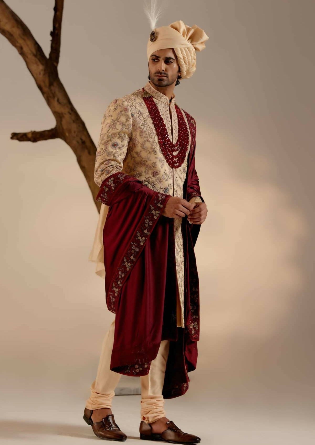 Pale Gold Sherwani Set
