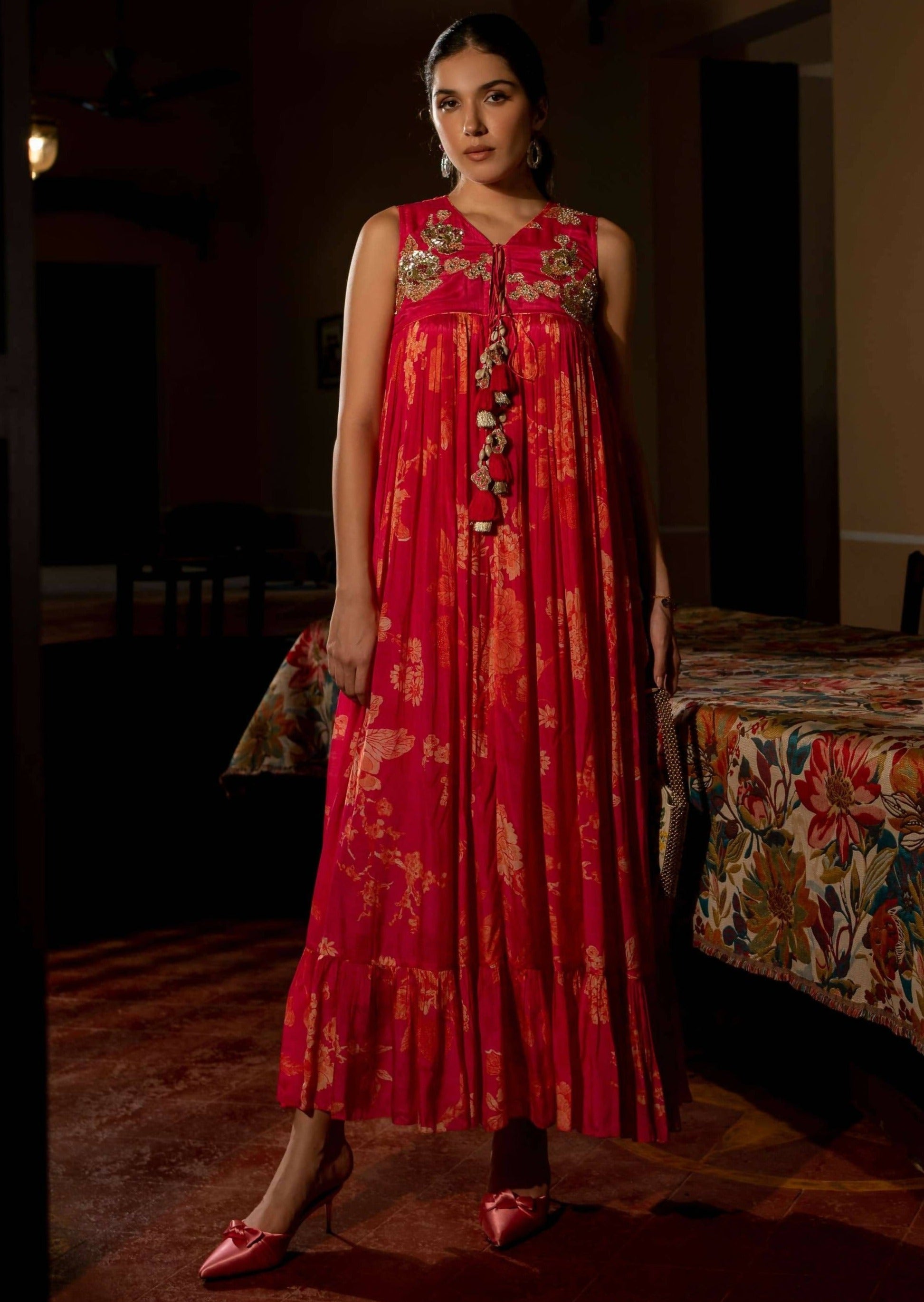 Flourishing Floral Jaal Maxi Dress