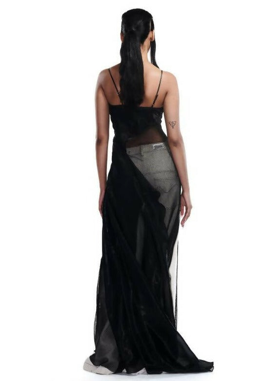 Liquid Organza and Metal Mesh Slip Dress