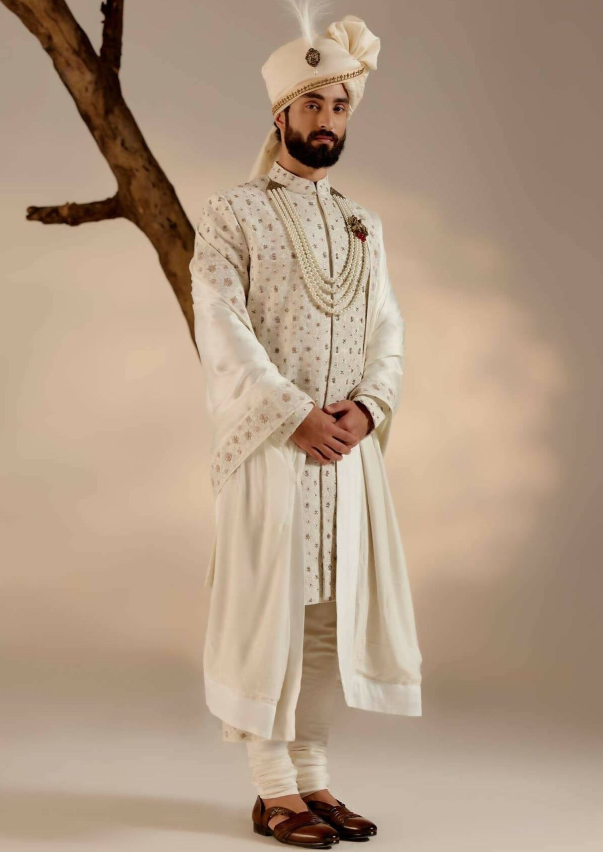 Pure White Sherwani Set