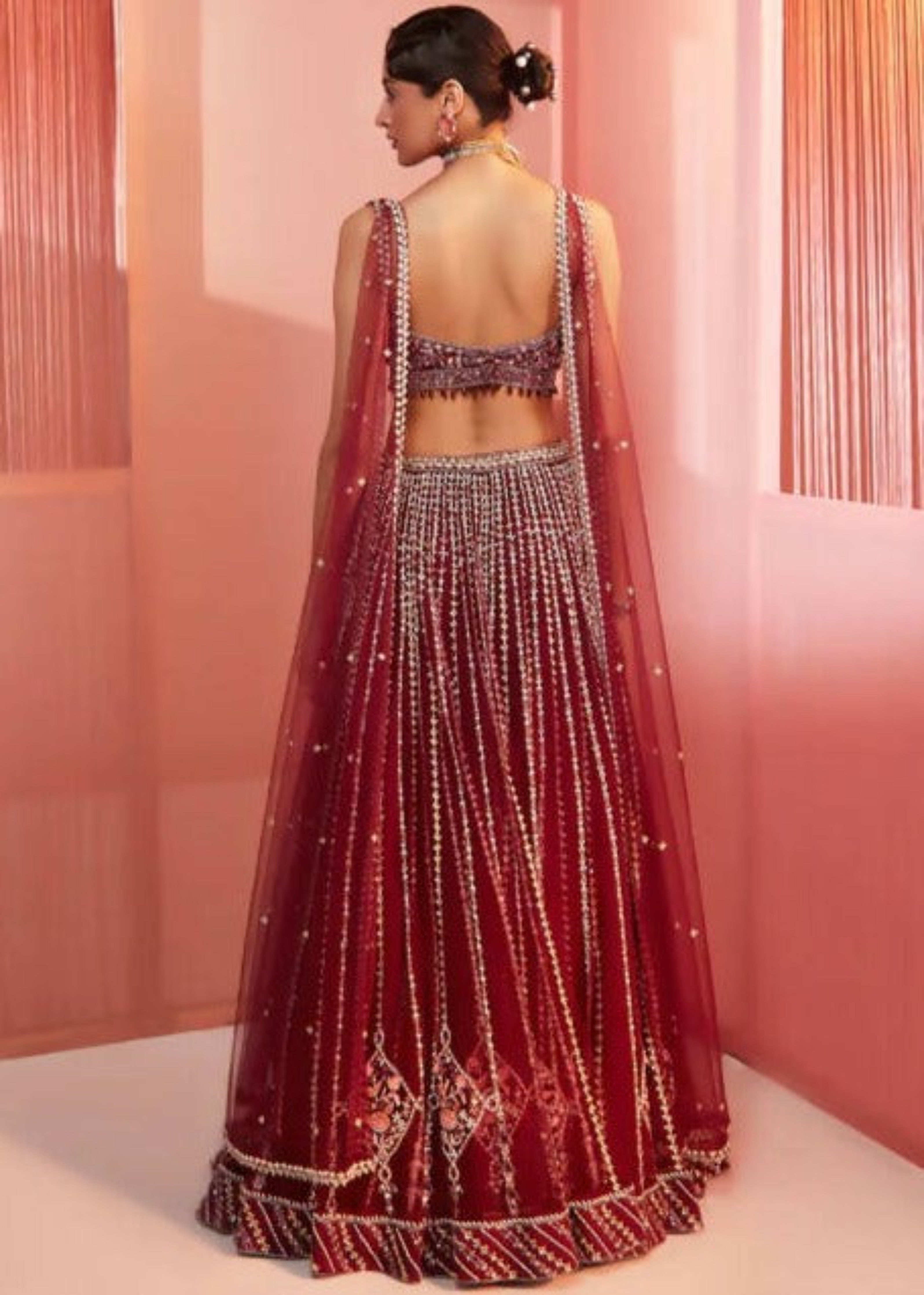 Plum Embroidered Lehenga