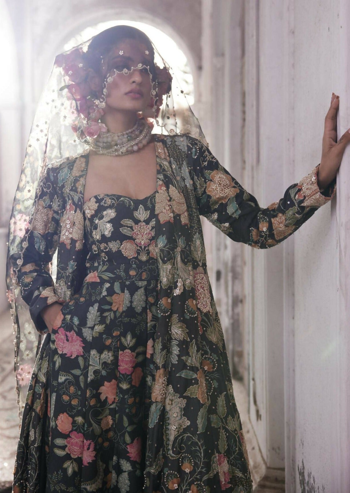 Black Orange Floral Jumpsuit Set