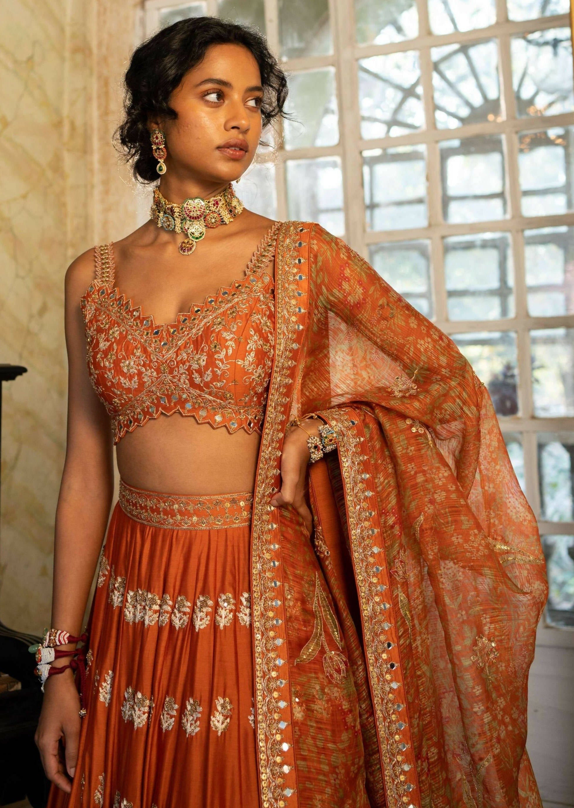 Burnt Orange Lehenga Set