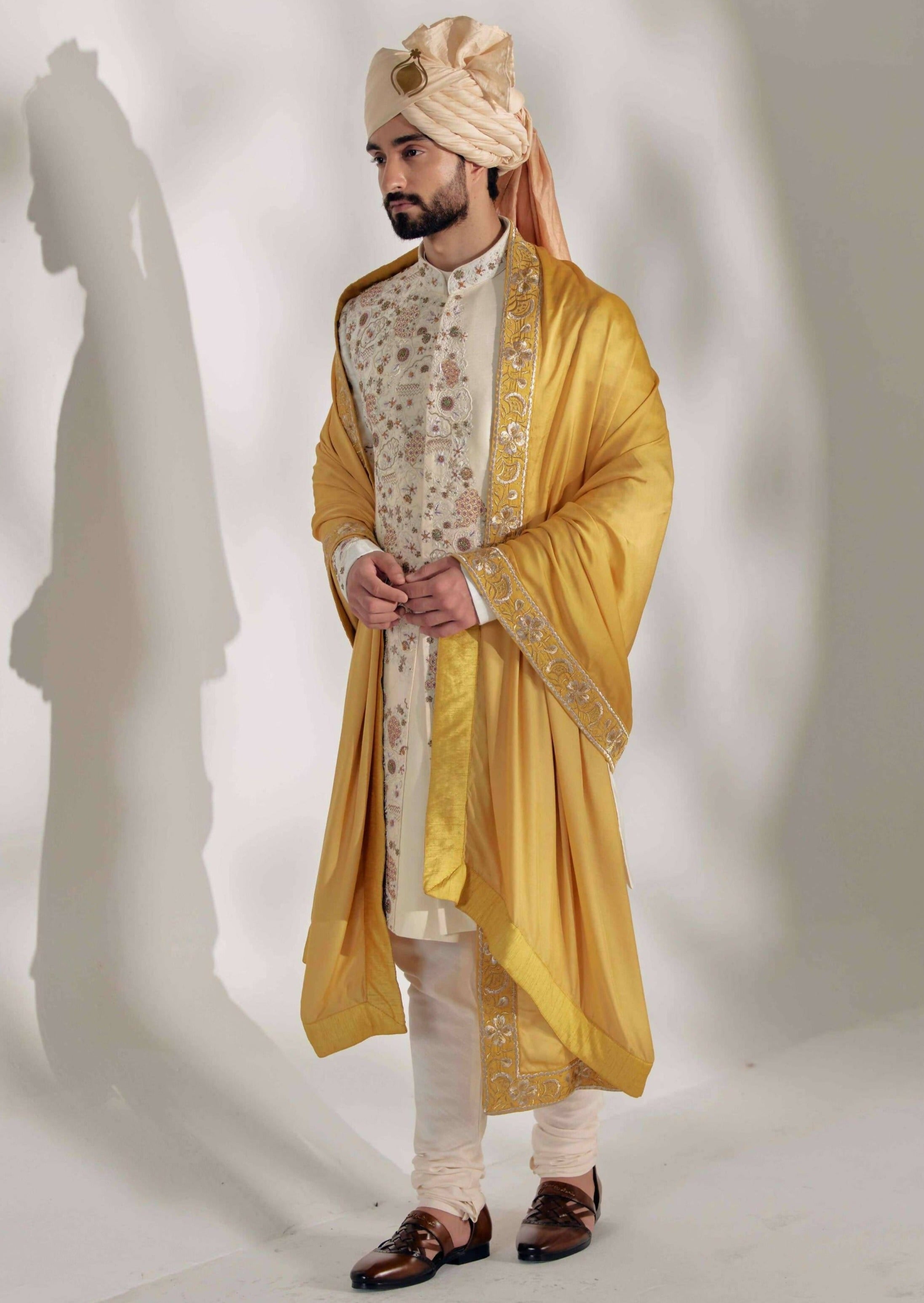 Ivory Ochre Sherwani Set