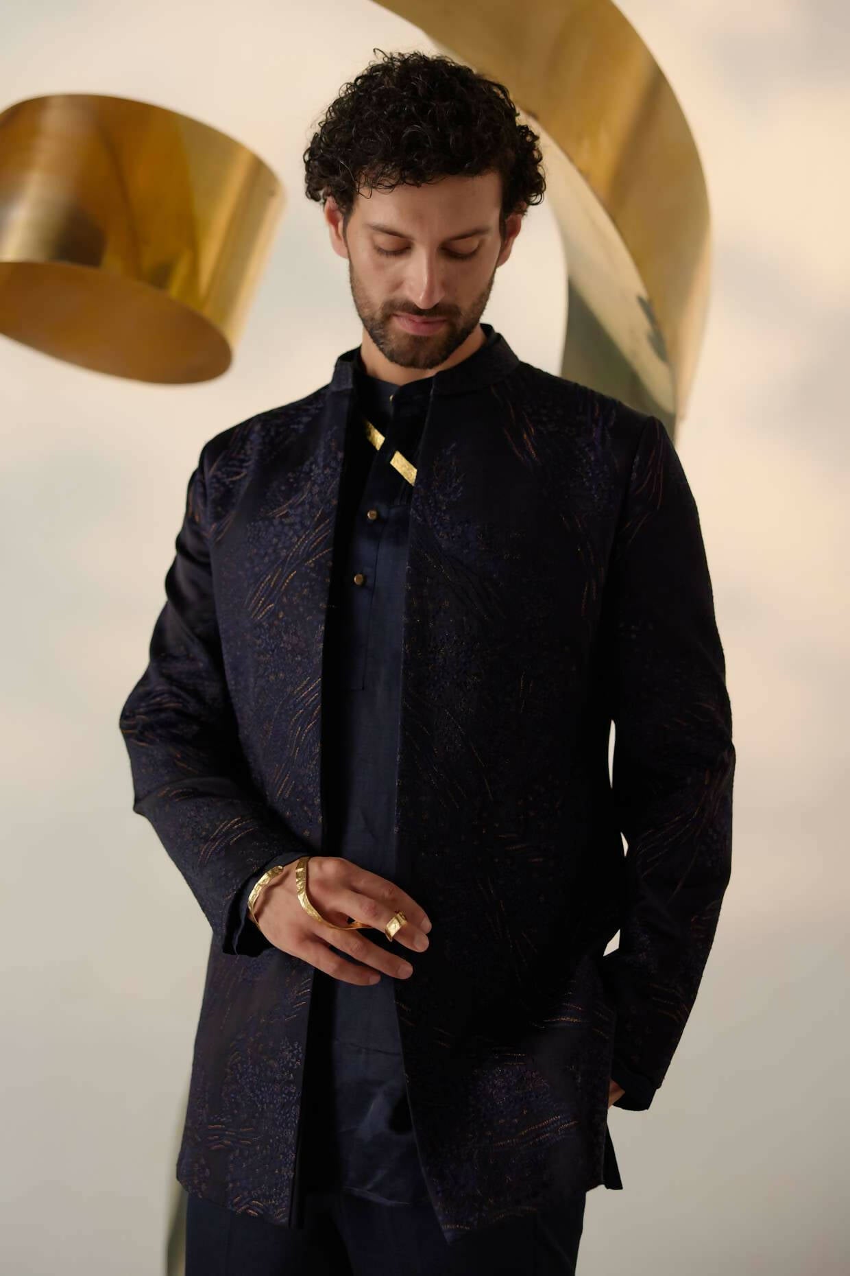 Celestial Long Bandhgala Set