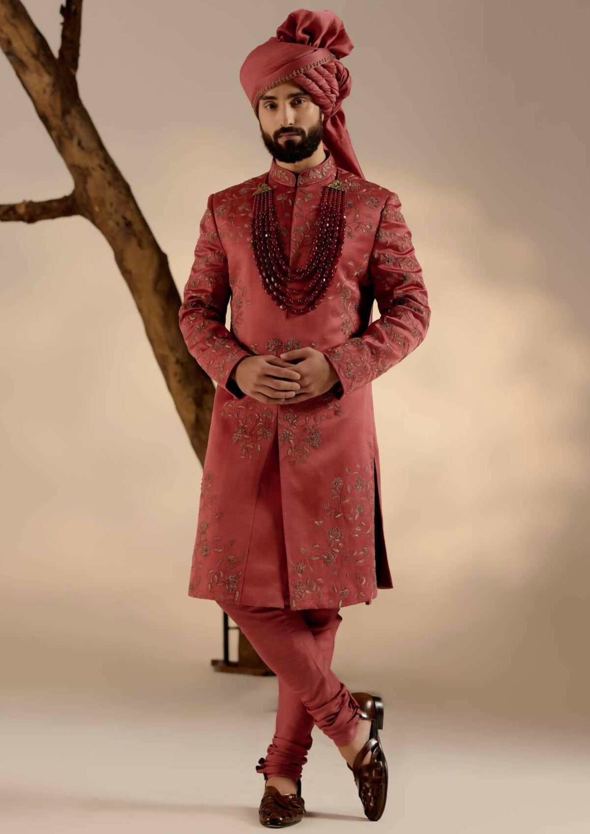 Red Ochre Sherwani Set
