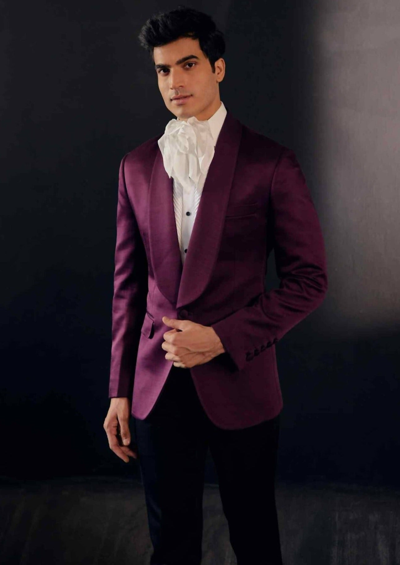 Coral Wine Tuxedo Set