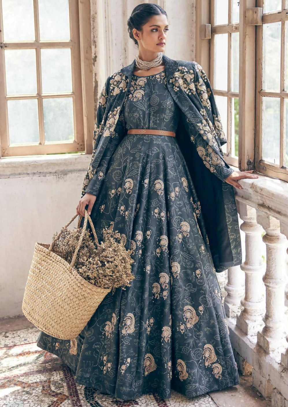 Black Deer Printed Anarkali